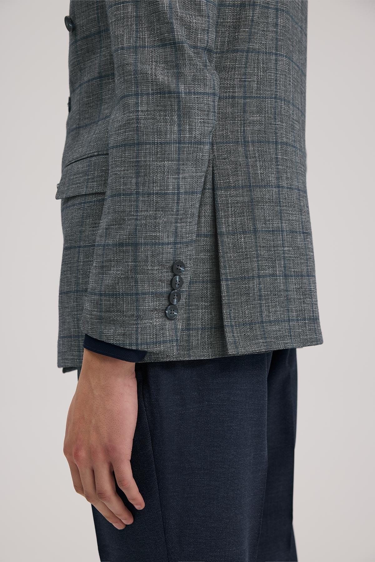JAKAMEN Lacivert Slim Fit Kruvaze Takım Elbise görsel 5