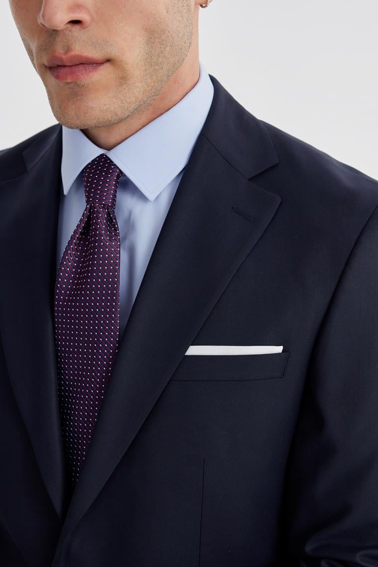 JAKAMEN Lacivert Slim Fit Mono Yaka Çift Yırtmaç Düz Takım Elbise görsel 4