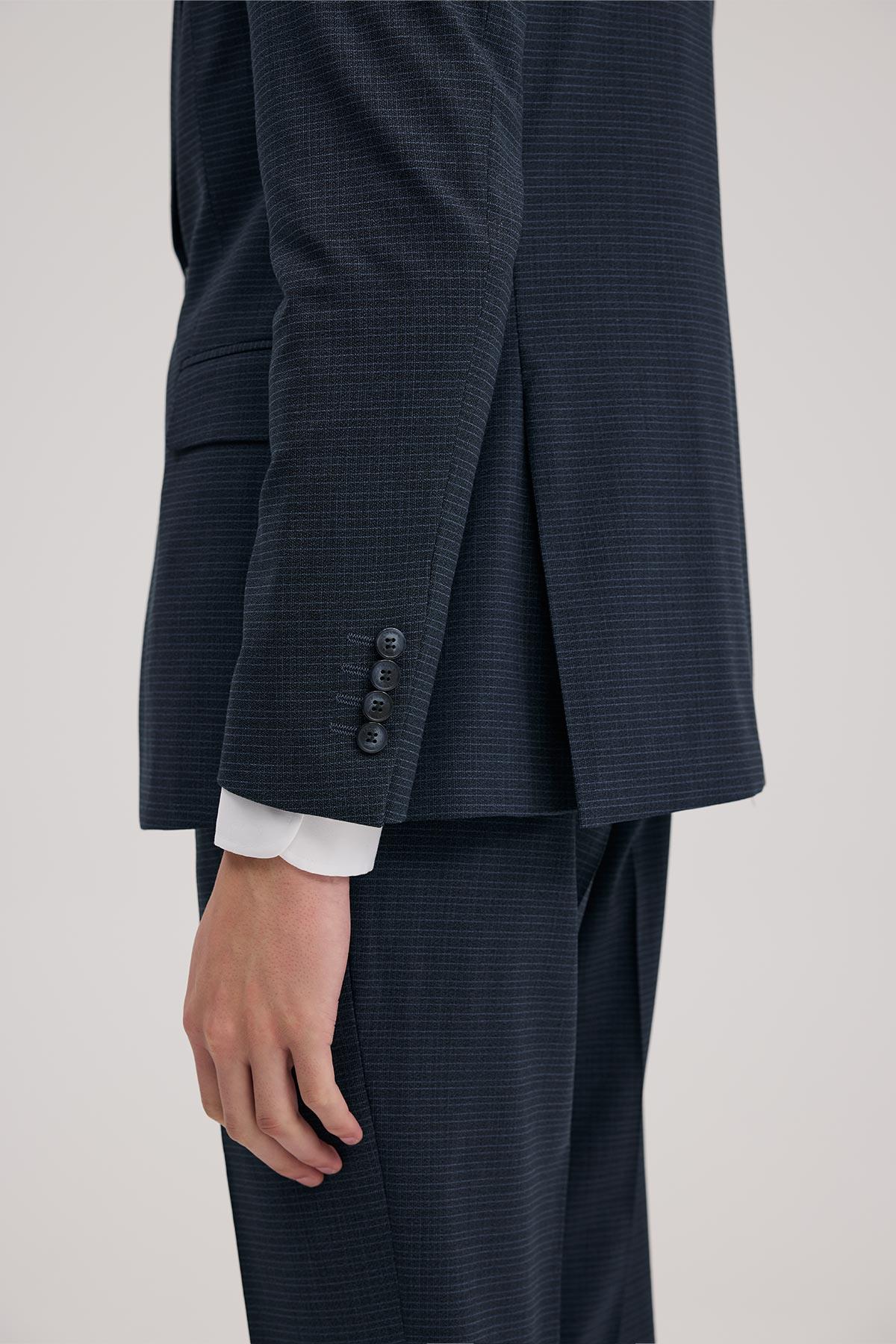JAKAMEN Lacivert Slim Fit Kırlangıç Yaka Yelekli Kombinli Takım Elbise görsel 5
