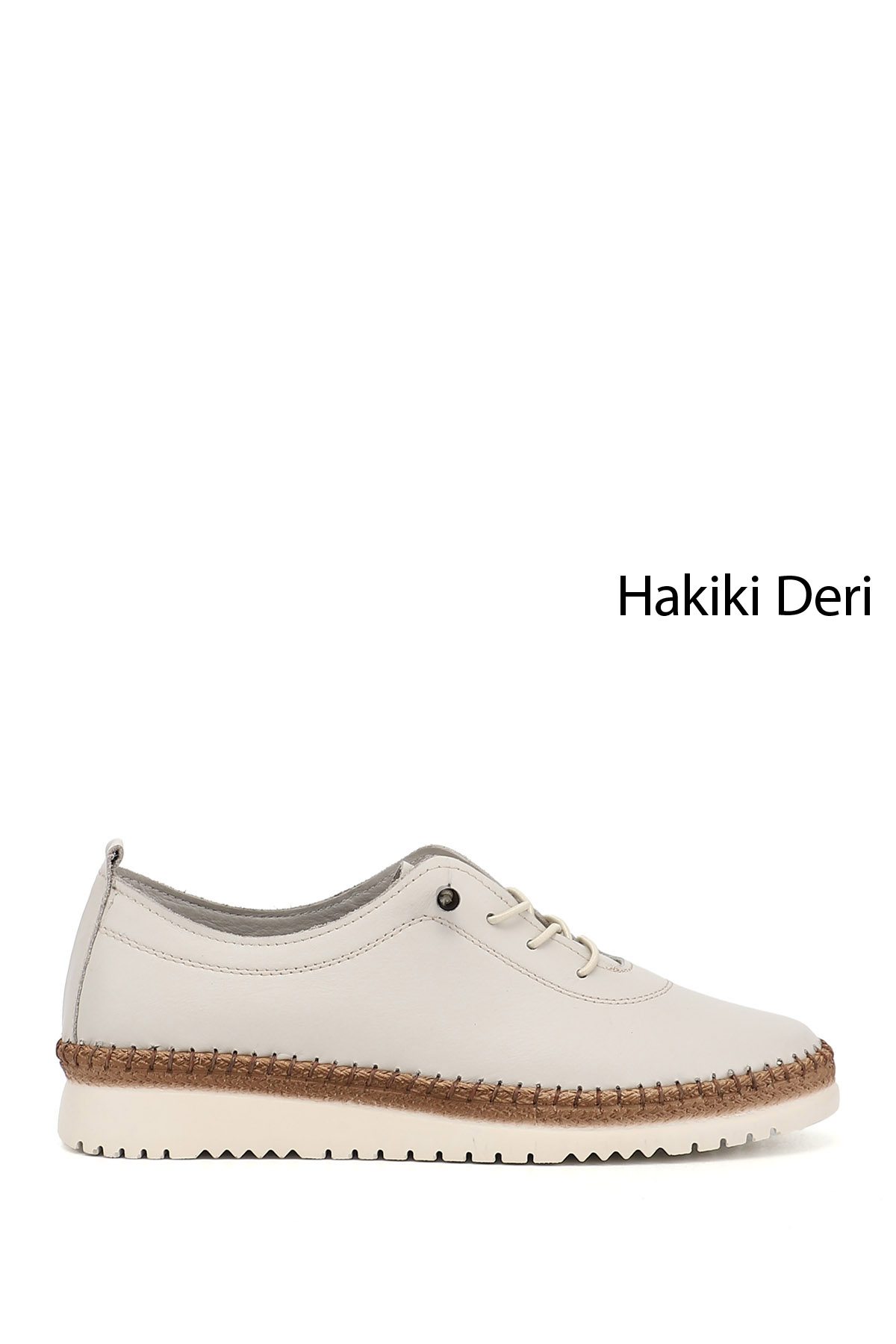 GÖNDERİ(R) Kadın YENİ BEJ Bağcıklı Hakiki Deri Comfort Ayakkabı
