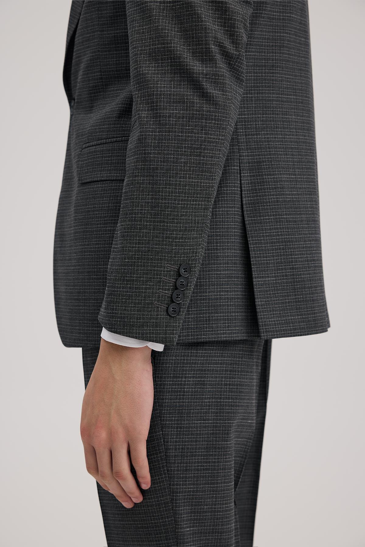 JAKAMEN Antrasit Slim Fit Kırlangıç Yaka Yelekli Kombinli Takım Elbise görsel 5