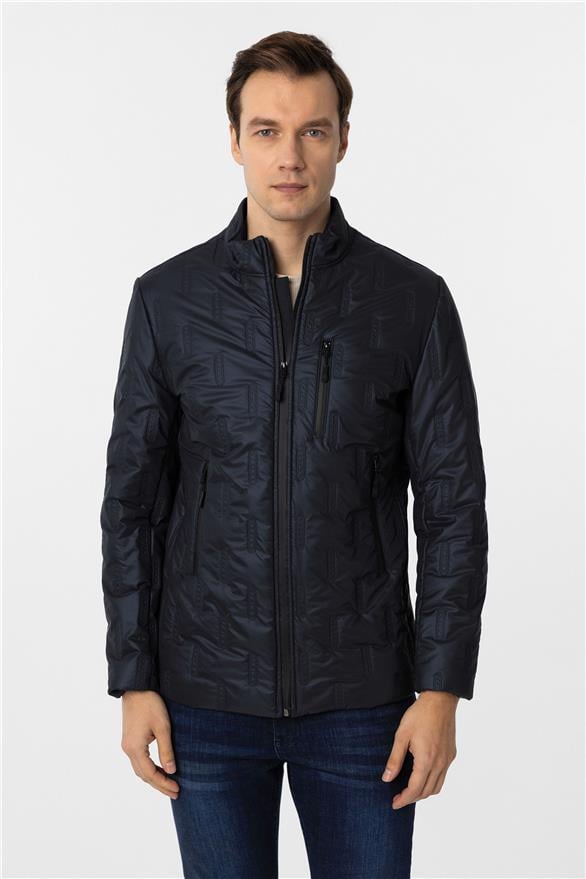 Süvari Lacivert Slim Kapitone Mont