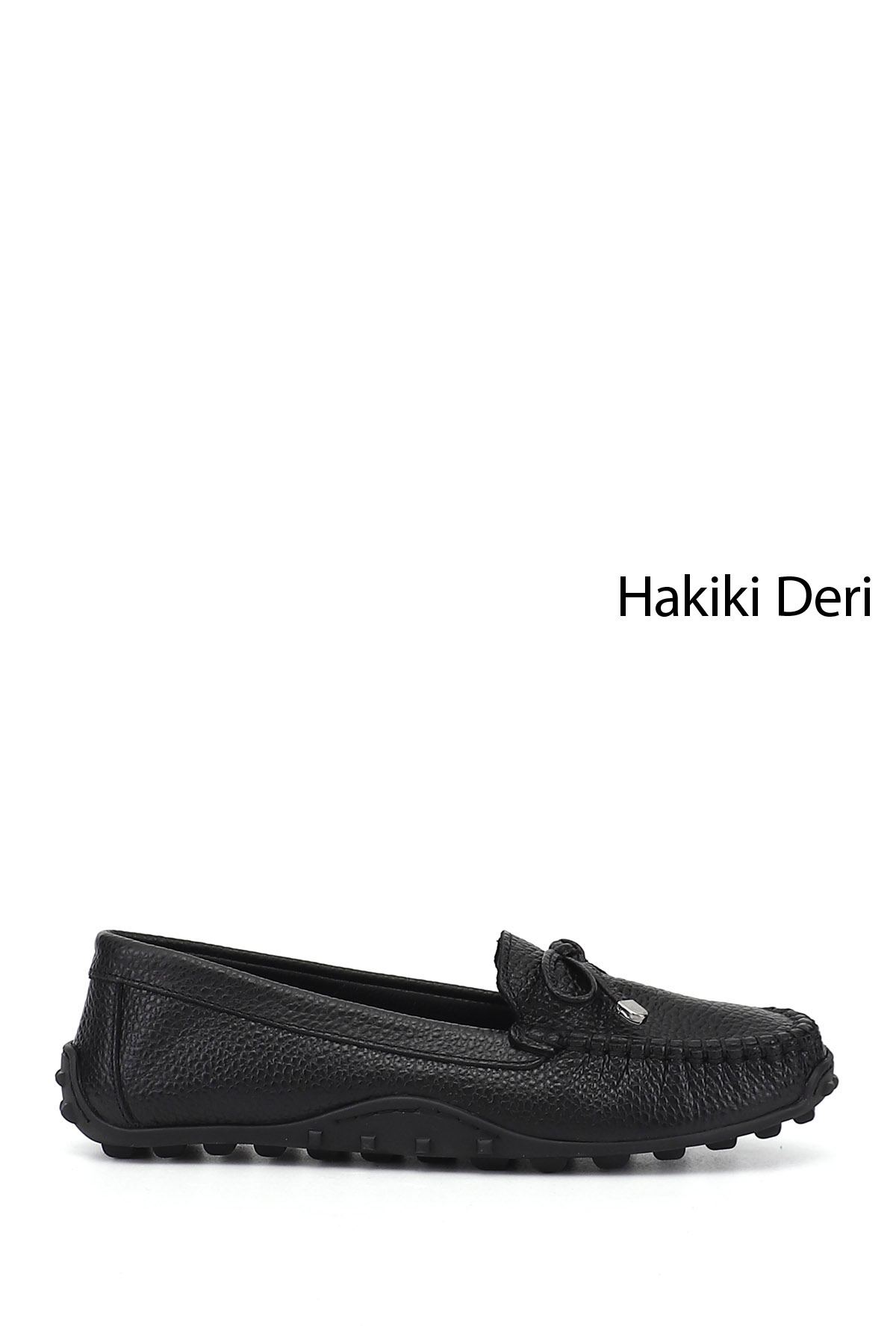 GÖNDERİ(R) Kadın MAT SİYAH Fiyonklu Hakiki Deri Comfort Loafer