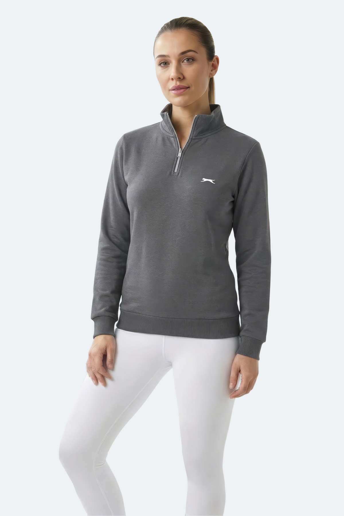 SLAZENGER MAXIS I Kadın Gri Sweatshırt görsel 4