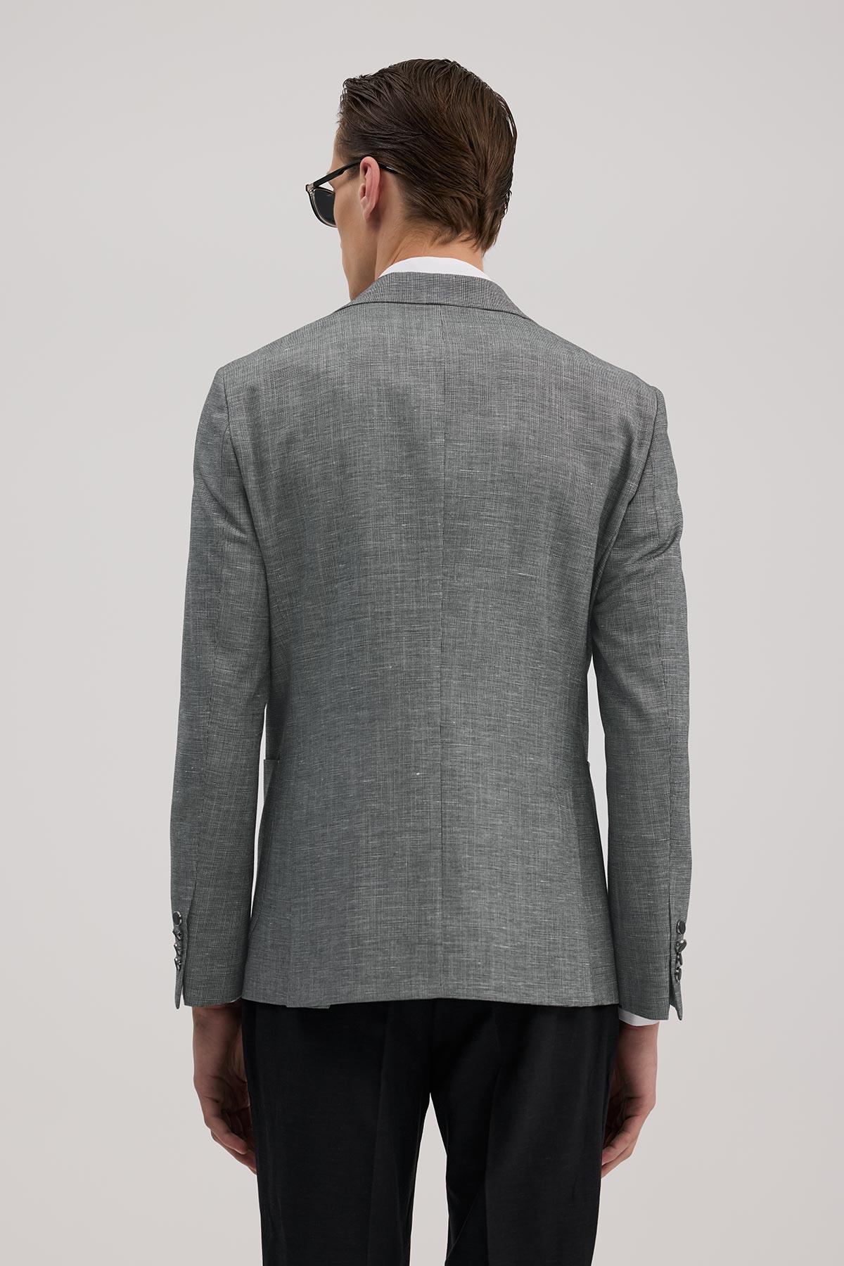 JAKAMEN Siyah Slim Fit Mono Yaka Yelekli Kombinli Takım Elbise görsel 4