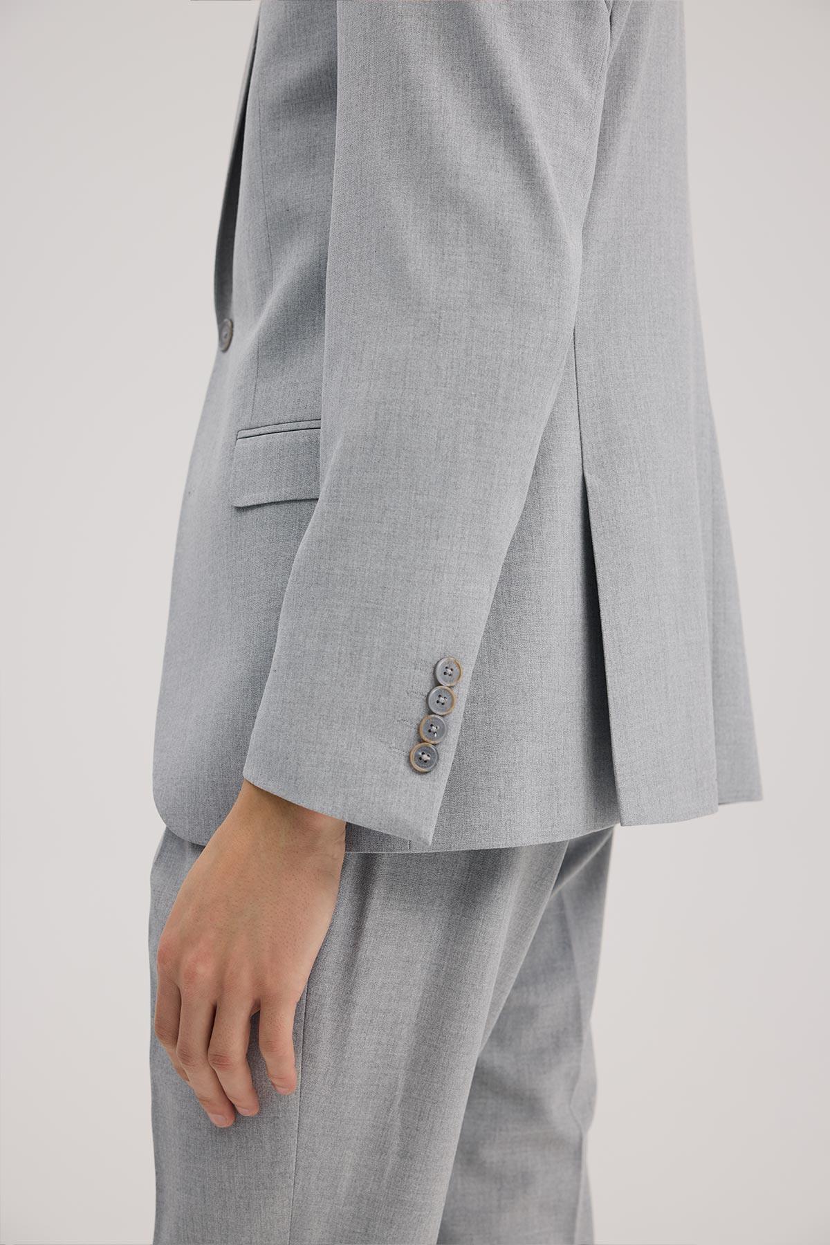 JAKAMEN Gri Slim Fit Mono Yaka Takım Elbise görsel 4