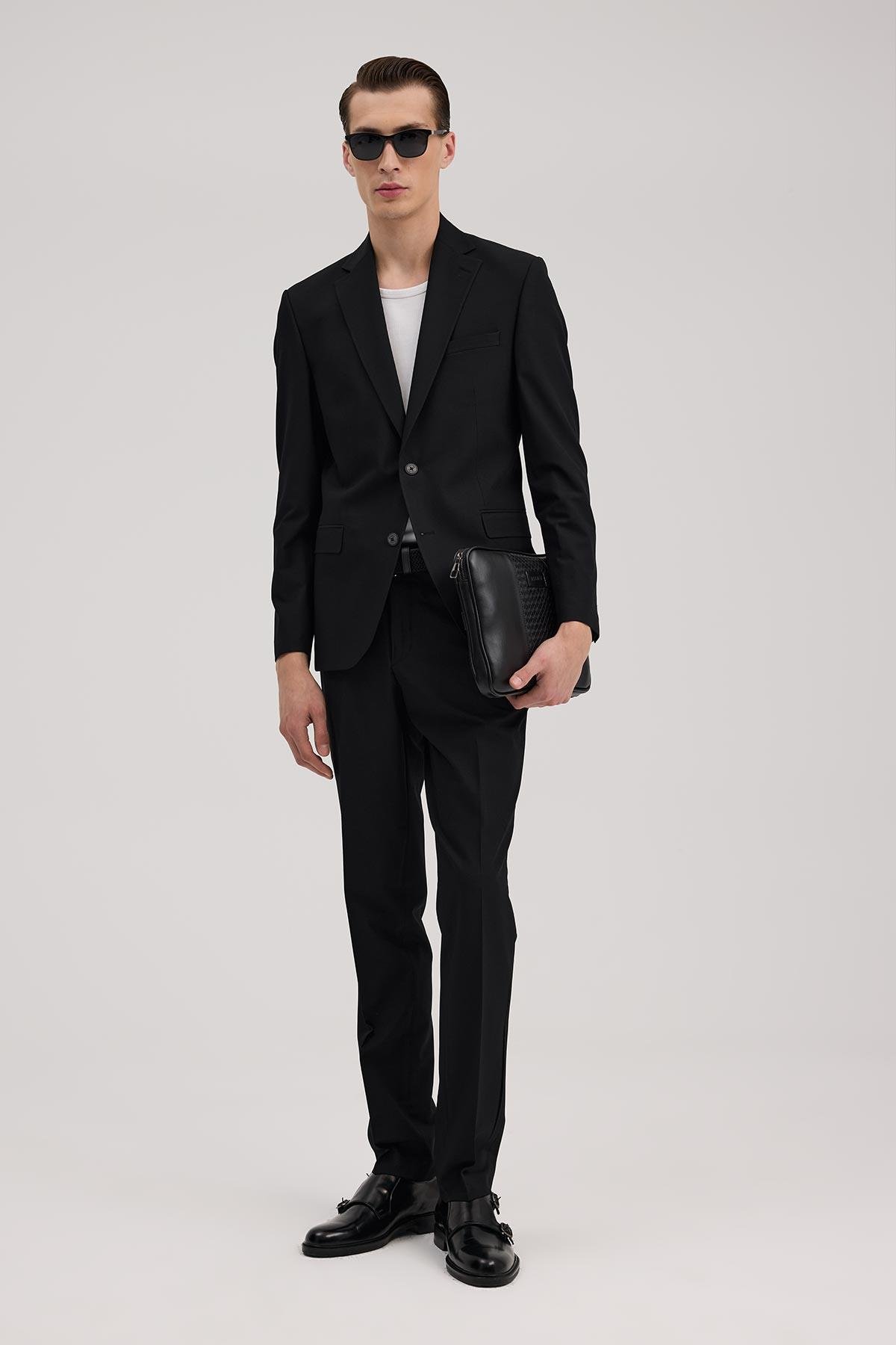 JAKAMEN Siyah Slim Fit Mono Yaka Takım Elbise görsel 2