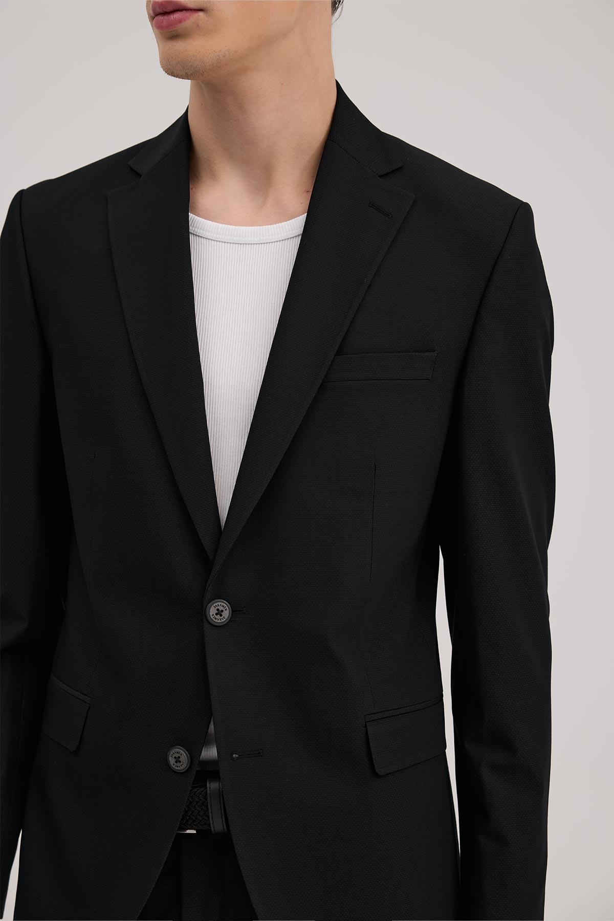 JAKAMEN Siyah Slim Fit Mono Yaka Takım Elbise görsel 3