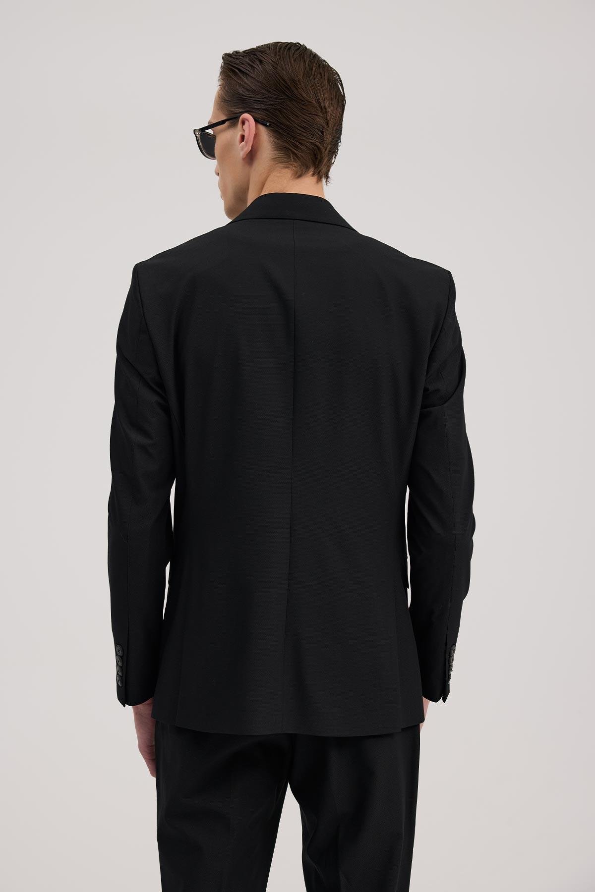 JAKAMEN Siyah Slim Fit Mono Yaka Takım Elbise görsel 4