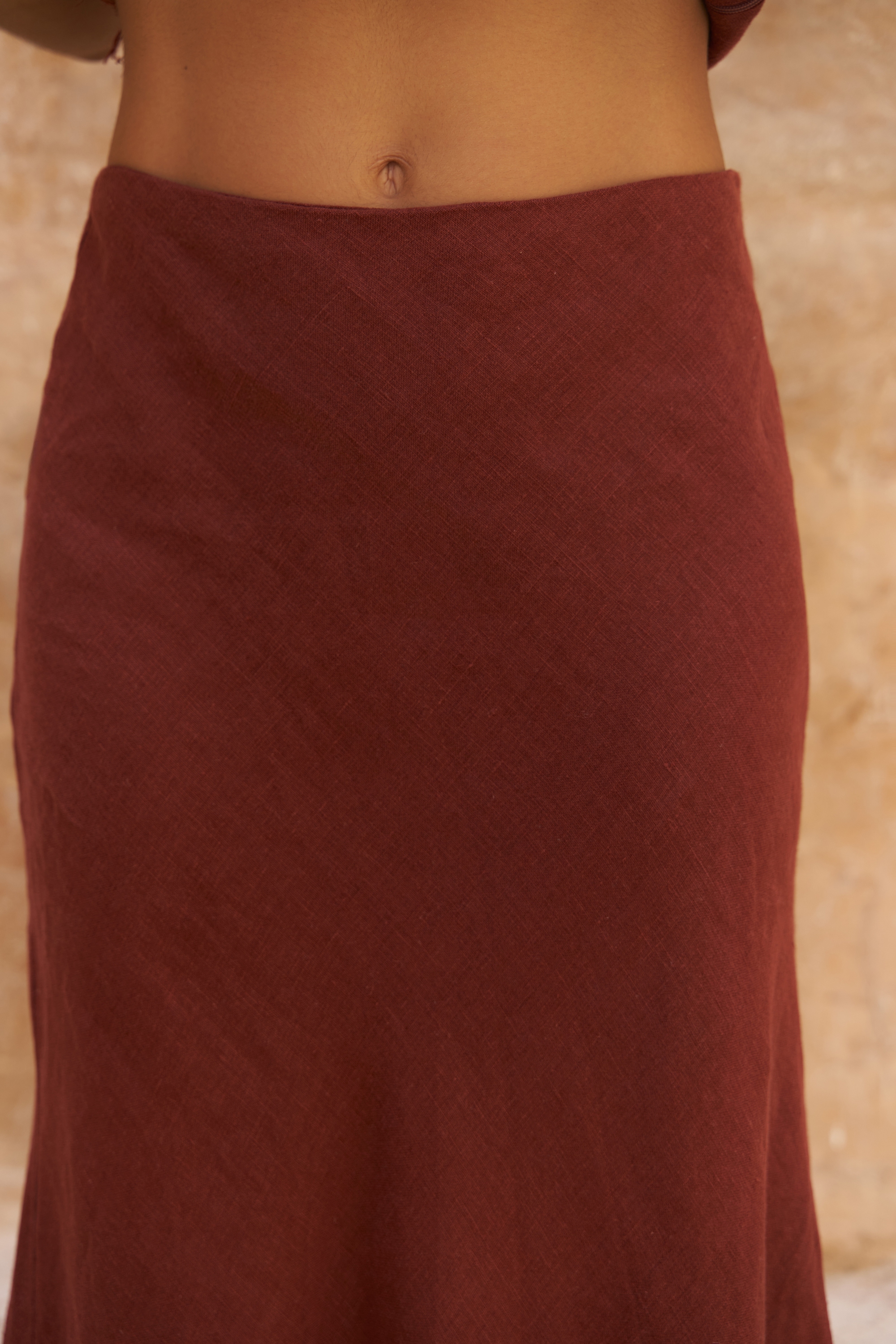 Bohemai Malmvira Kiremit Keten Crop Etek Takım görsel 8