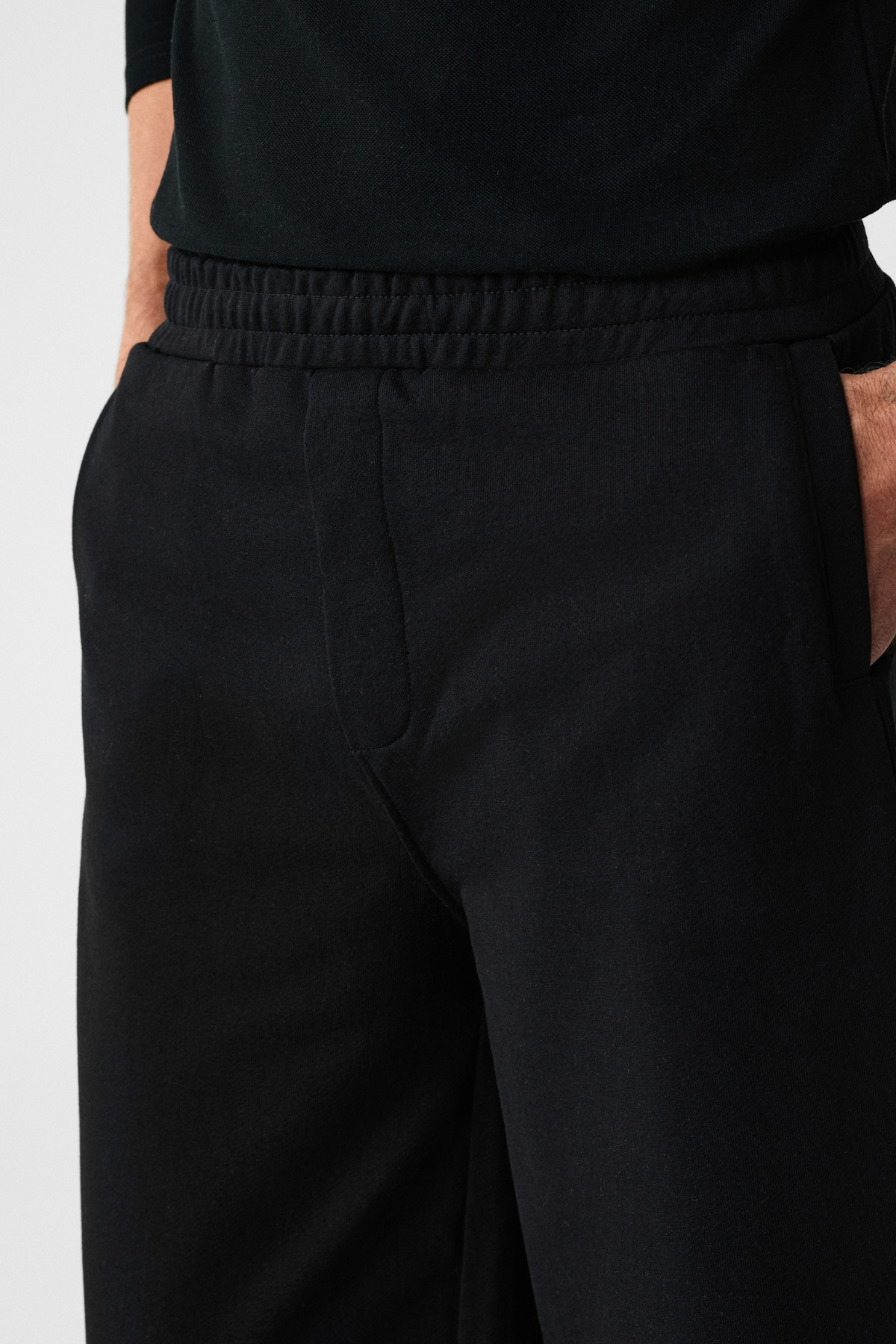 GRIMELANGE Erkek Pamuklu Beli Lastikli Çift Cepli Geniş Paçalı Relaxed Fit SİYAH Eşofman Altı görsel 3