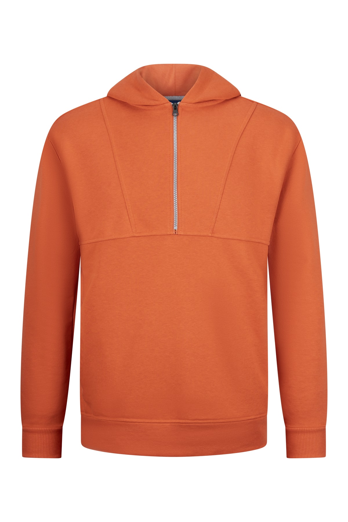 Hatemoğlu Turuncu Regular Fit Fermuarlı Kapüşonlu Sweatshirt