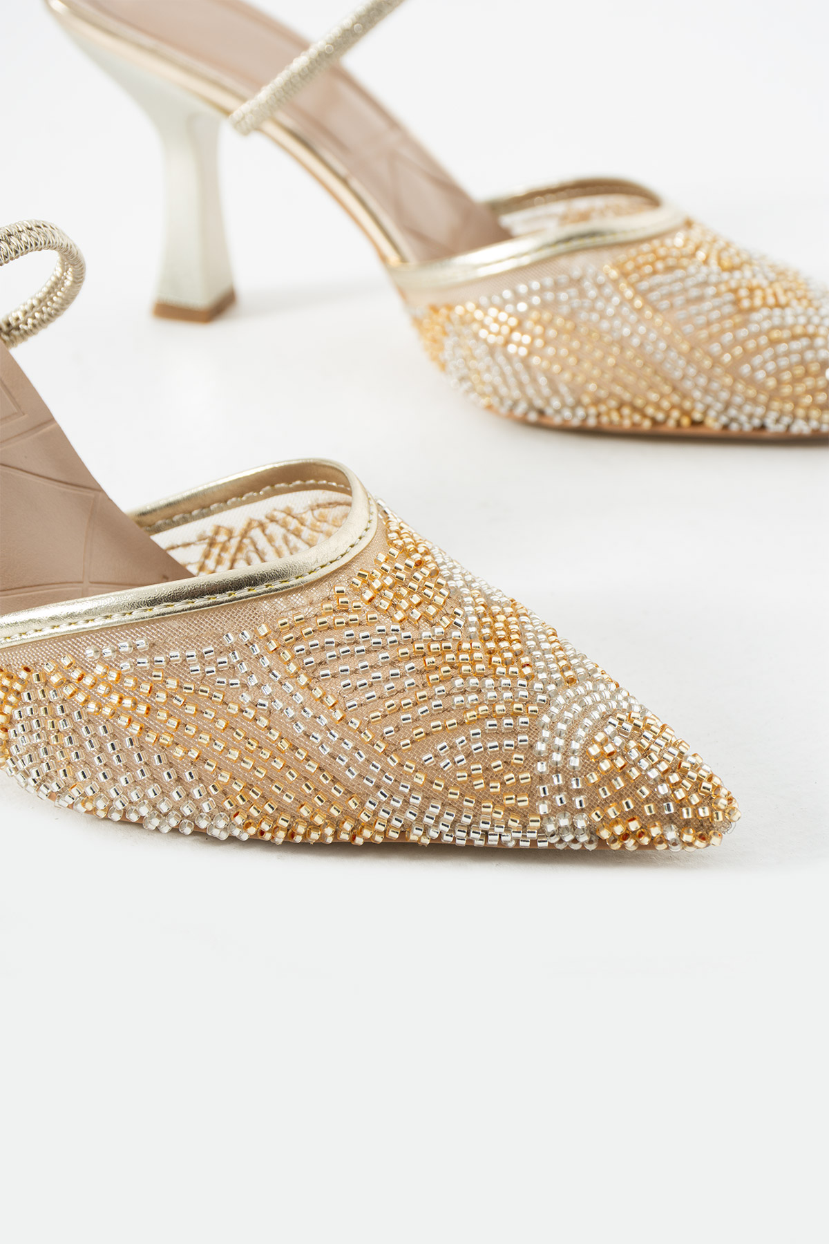 DUXAL SHOES Liza Işıltılı Boncuk Detaylı Sivri Burun Topuklu Ayakkabı görsel 3