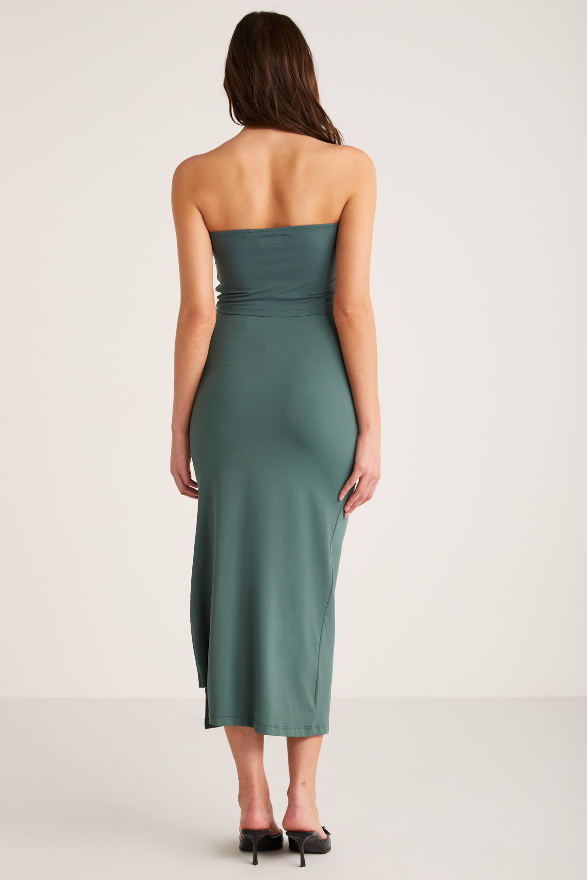 ETHIQUET MARSHA Kadın Slim Fit Dar Kesim Vücuda Oturan Drape Detaylı Crop YEŞİL Büstiyer görsel 5
