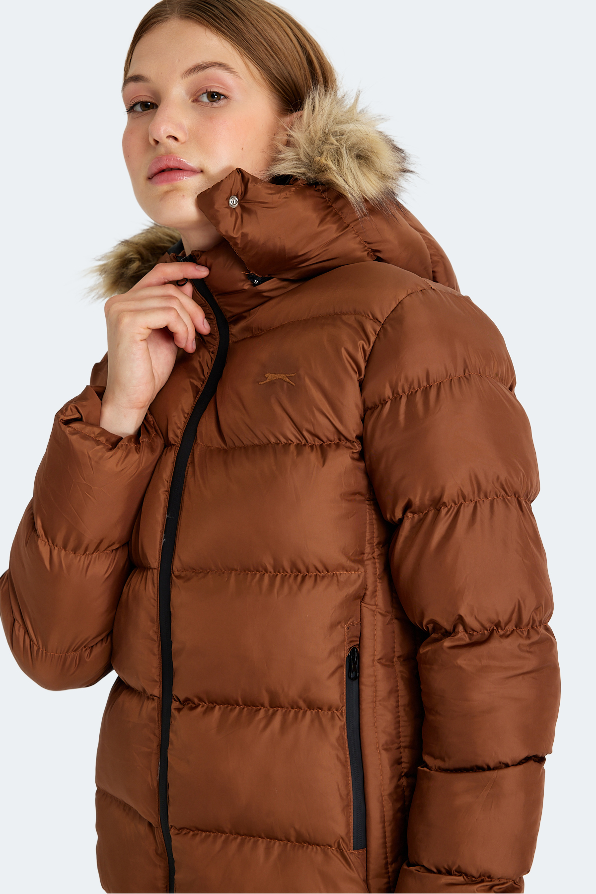 SLAZENGER GUEST Kadın Şişme Mont Taba görsel 4