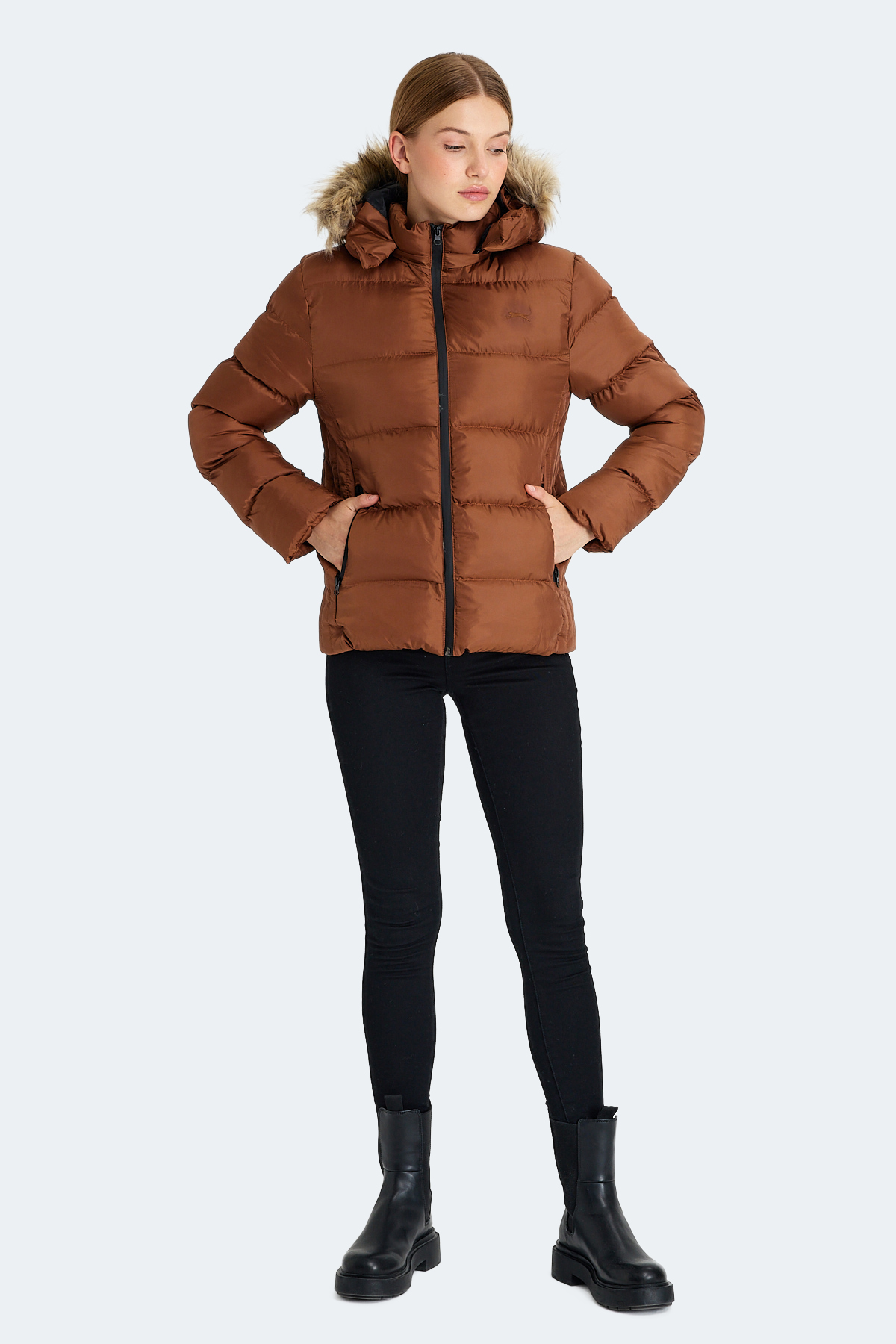 SLAZENGER GUEST Kadın Şişme Mont Taba görsel 7