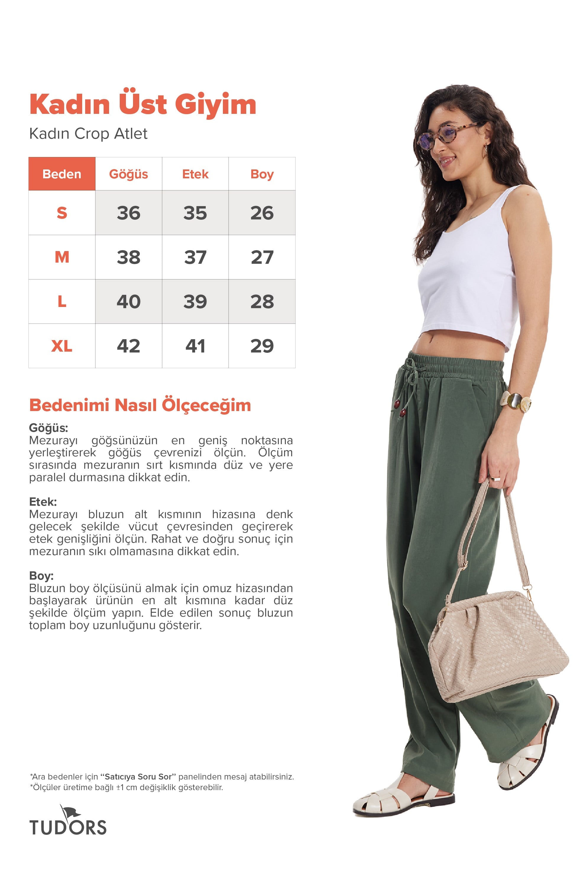 TUDORS Kadın Slim Fit Dar Kesim Elastanlı Beyaz Crop Atlet görsel 3