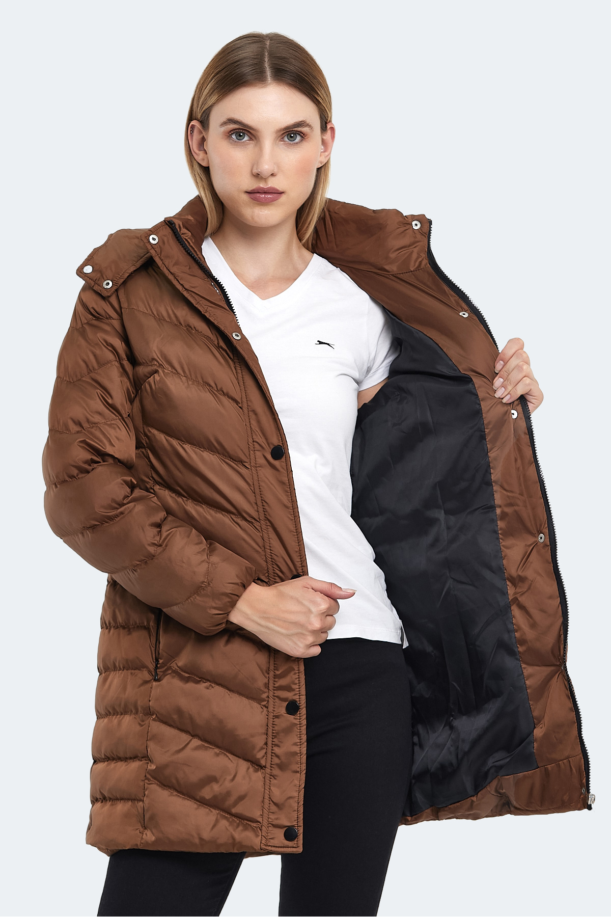 SLAZENGER GWEN Kadın Şişme Mont Taba görsel 4