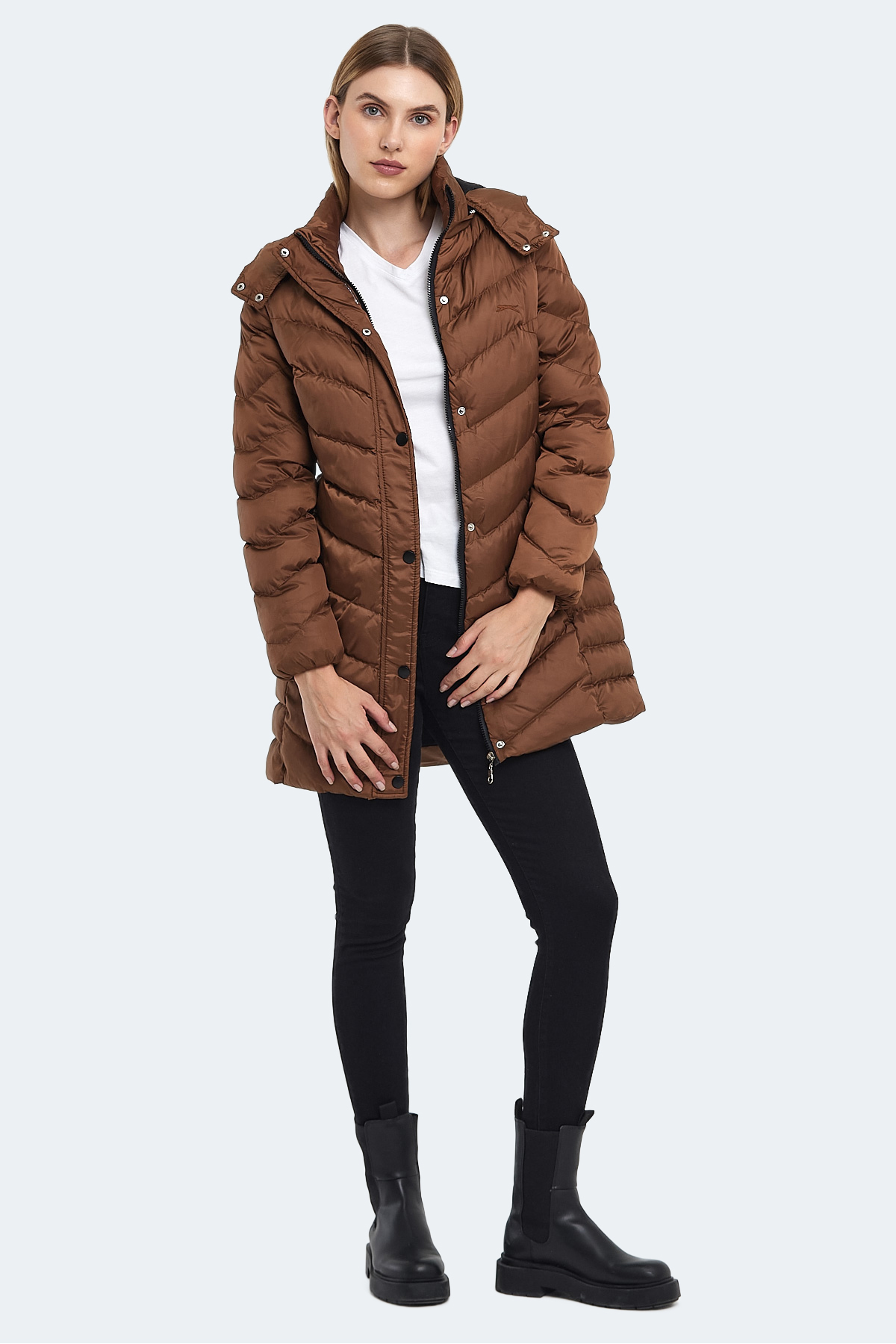 SLAZENGER GWEN Kadın Şişme Mont Taba görsel 7