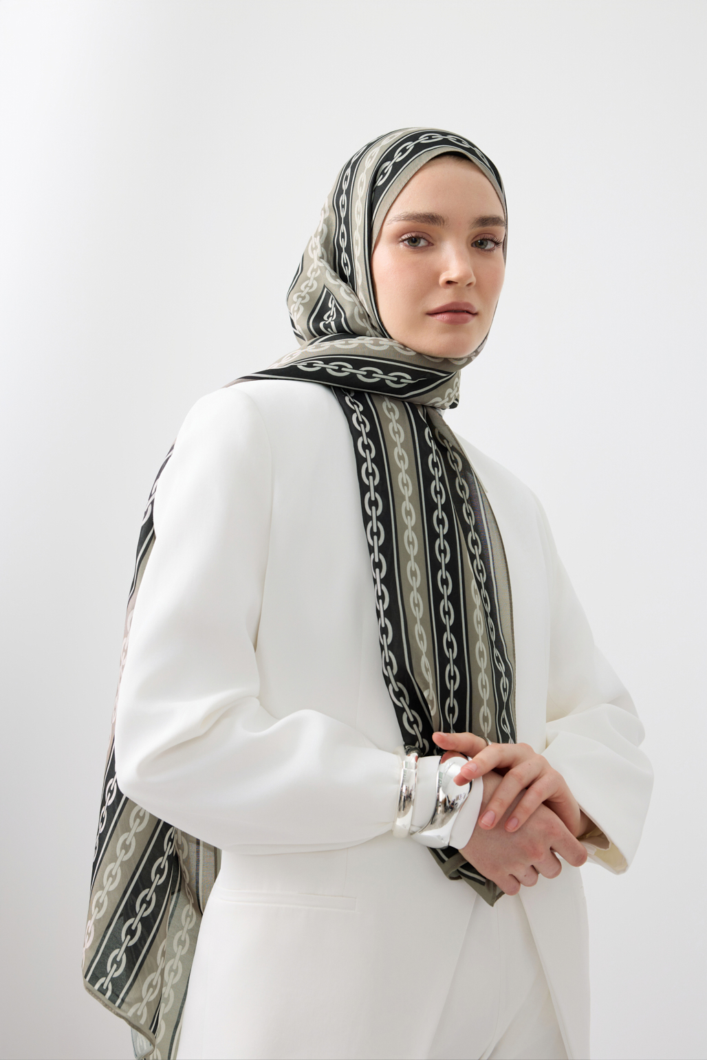 QEF Pamuk Twill Şal Chain Taş