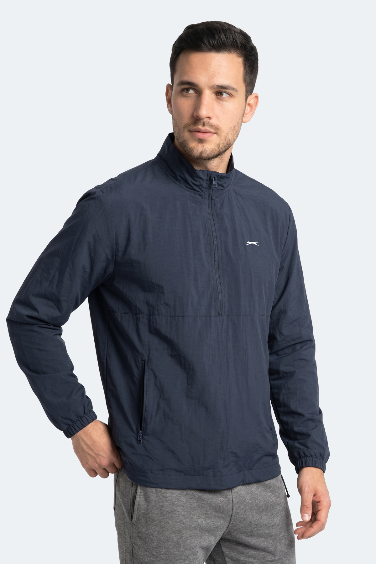 SLAZENGER RECKON Erkek Dik Yaka Fermuarlı Lacivert Yağmurluk görsel 5