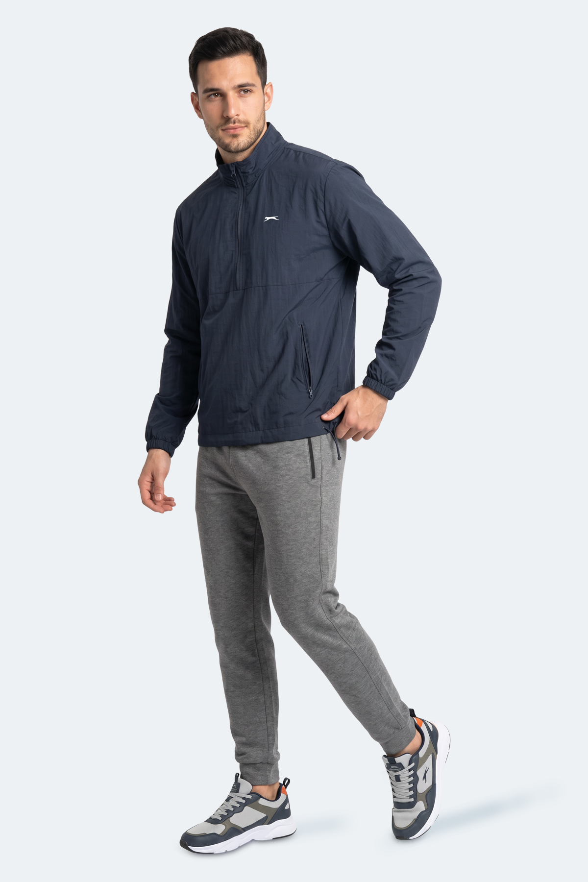 SLAZENGER RECKON Erkek Dik Yaka Fermuarlı Lacivert Yağmurluk görsel 6