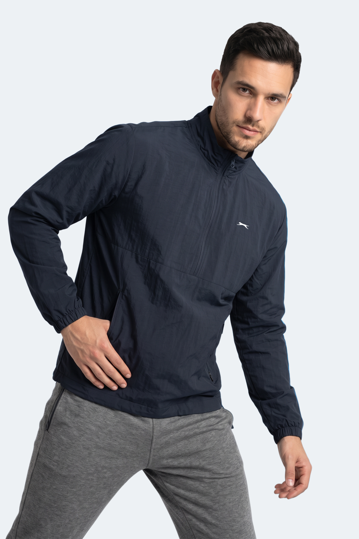 SLAZENGER RECKON Erkek Dik Yaka Fermuarlı Lacivert Yağmurluk görsel 7