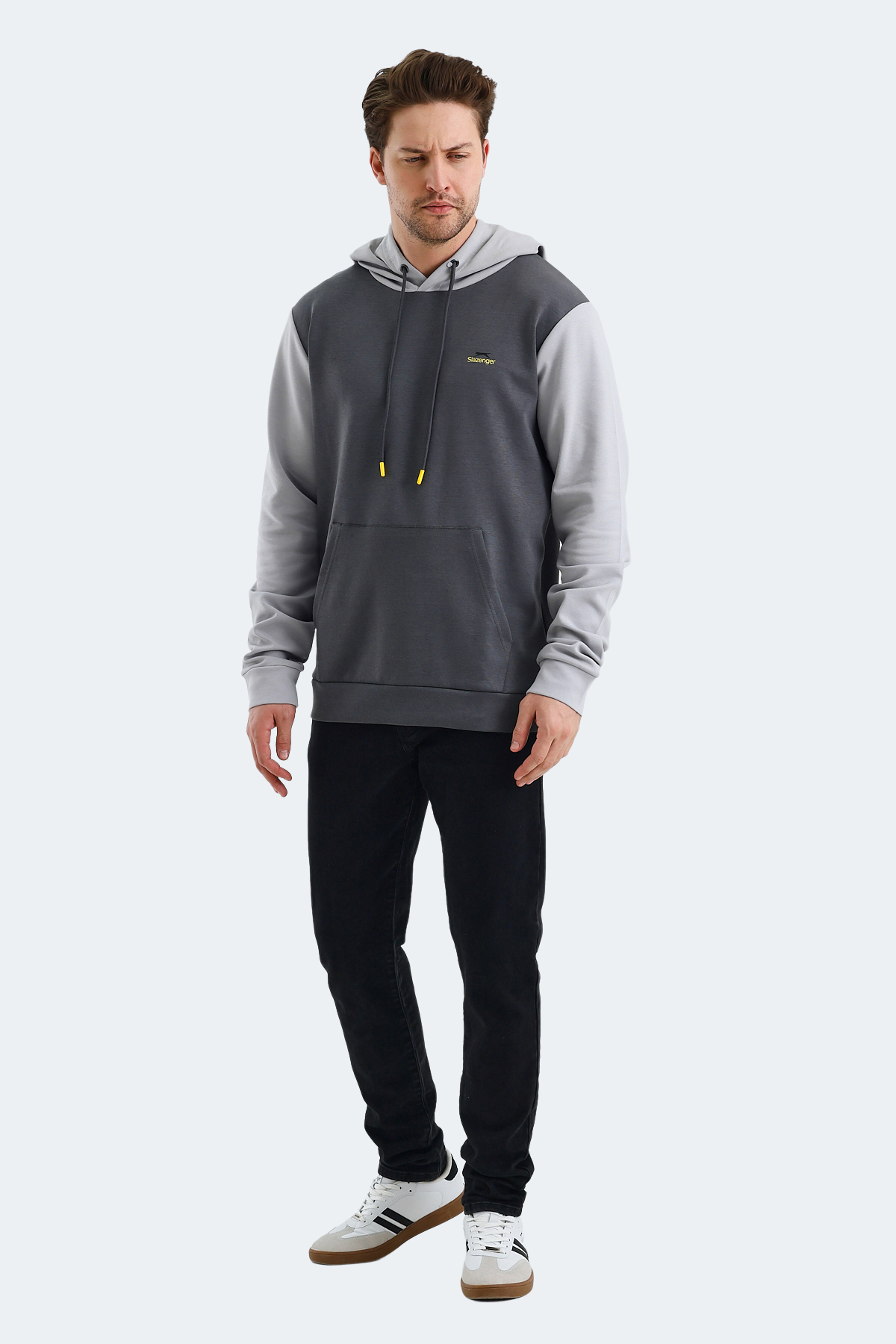 SLAZENGER VIOLA Erkek Kapüşonlu Sweatshirt Hoodie Koyu Gri / Siyah