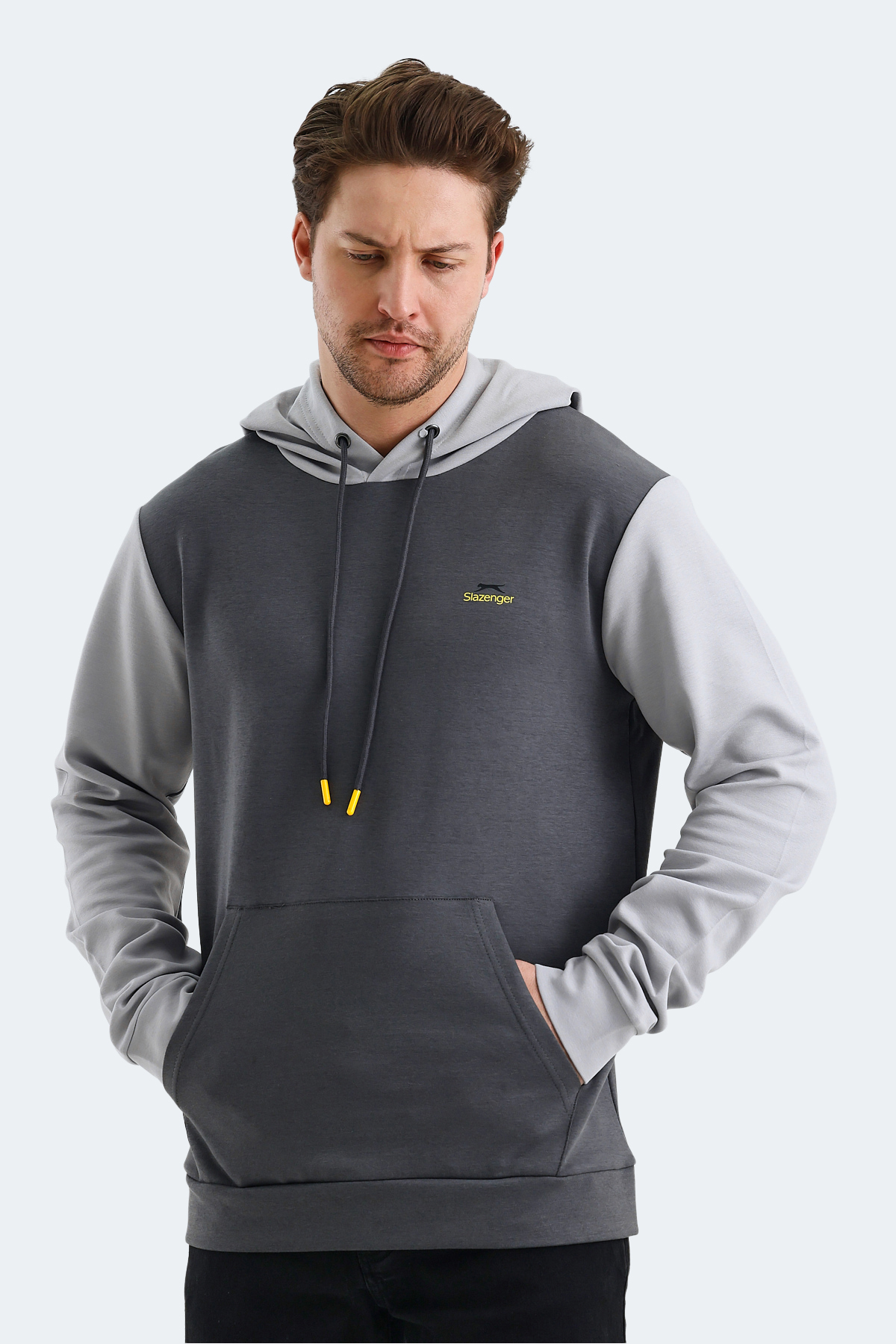 SLAZENGER VIOLA Erkek Kapüşonlu Sweatshirt Hoodie Koyu Gri / Siyah görsel 2