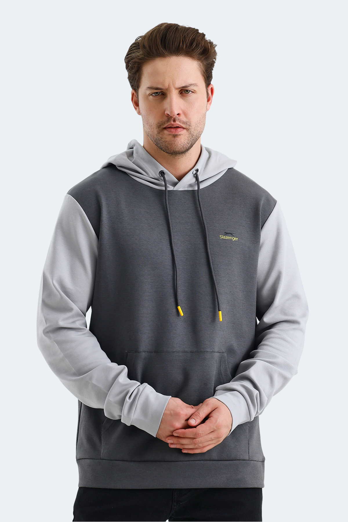SLAZENGER VIOLA Erkek Kapüşonlu Sweatshirt Hoodie Koyu Gri / Siyah görsel 3