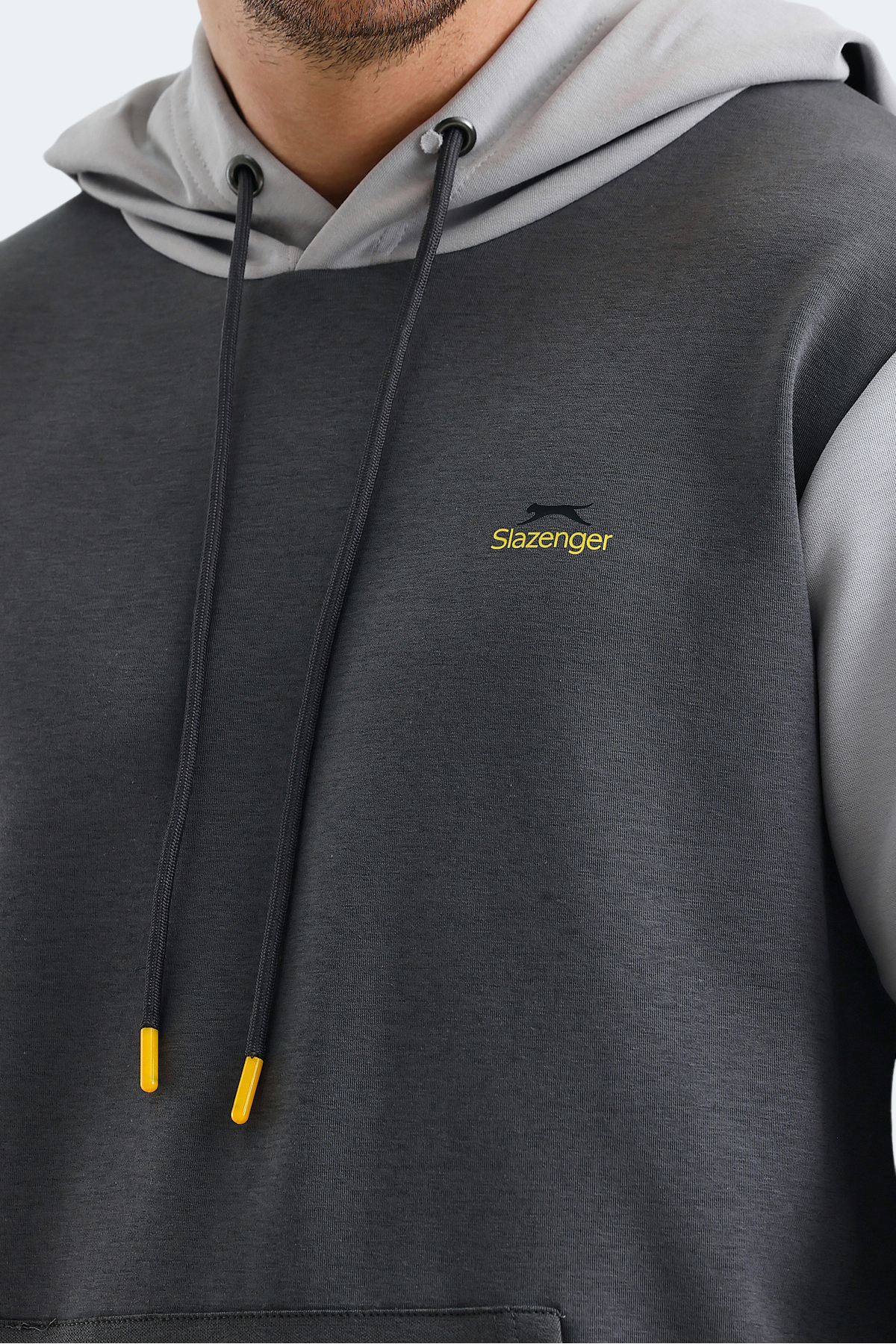 SLAZENGER VIOLA Erkek Kapüşonlu Sweatshirt Hoodie Koyu Gri / Siyah görsel 4