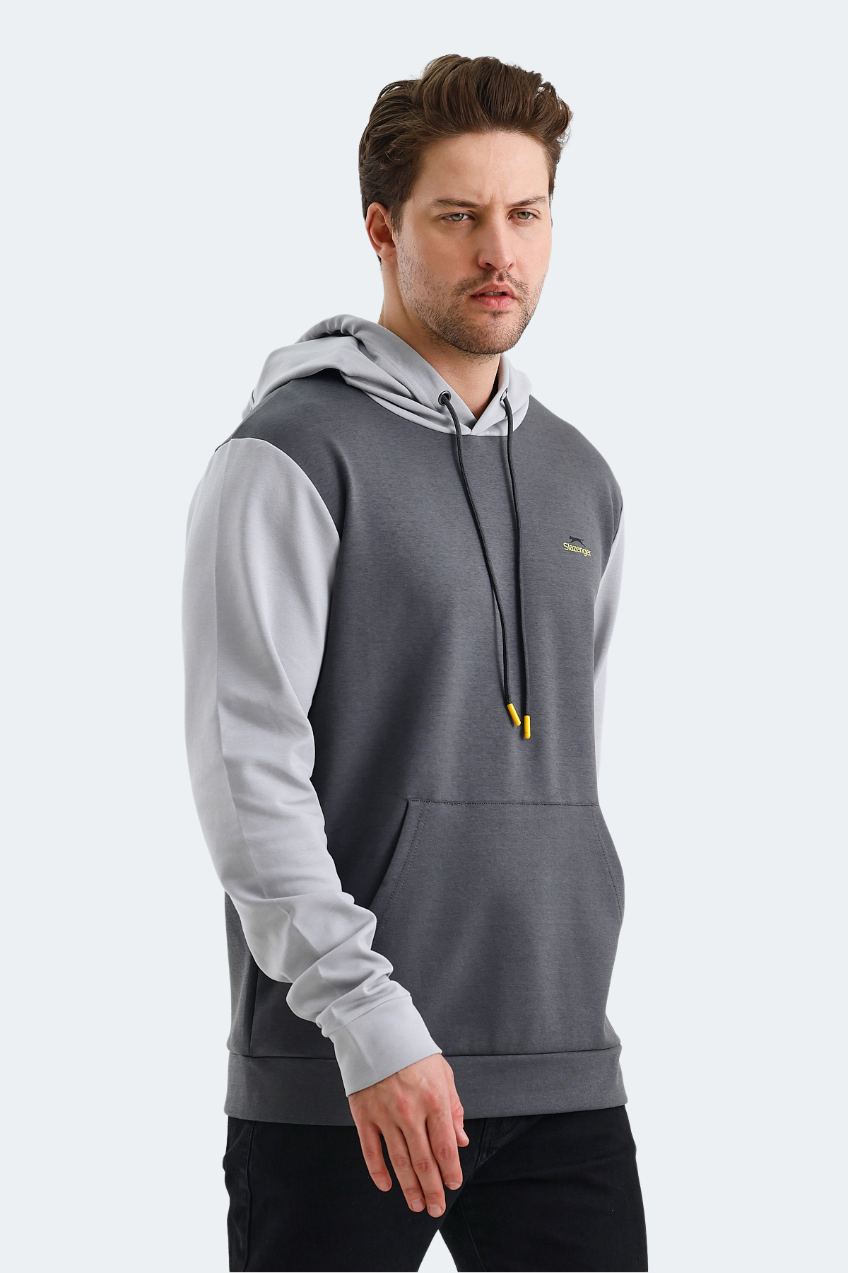 SLAZENGER VIOLA Erkek Kapüşonlu Sweatshirt Hoodie Koyu Gri / Siyah görsel 5