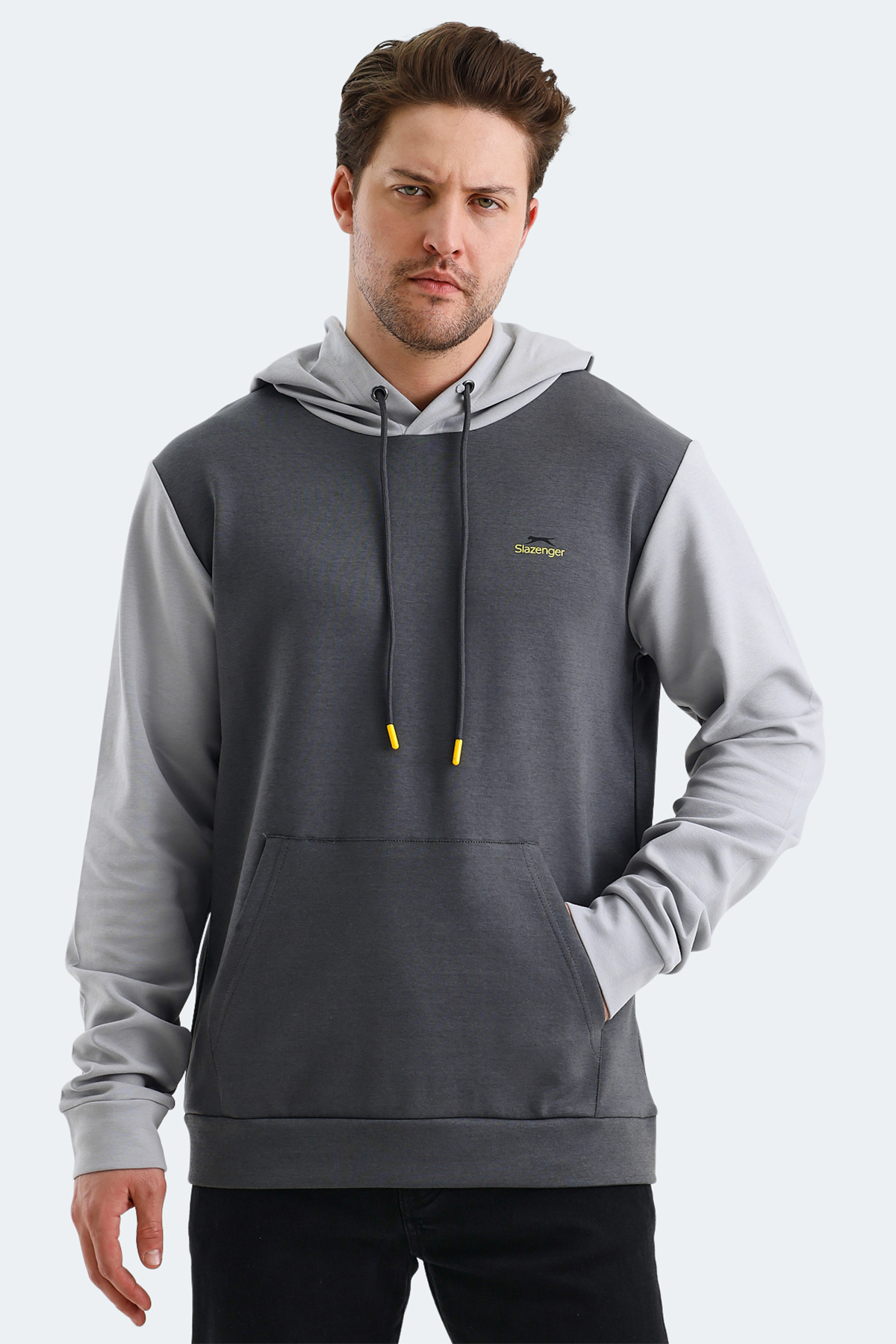SLAZENGER VIOLA Erkek Kapüşonlu Sweatshirt Hoodie Koyu Gri / Siyah görsel 7