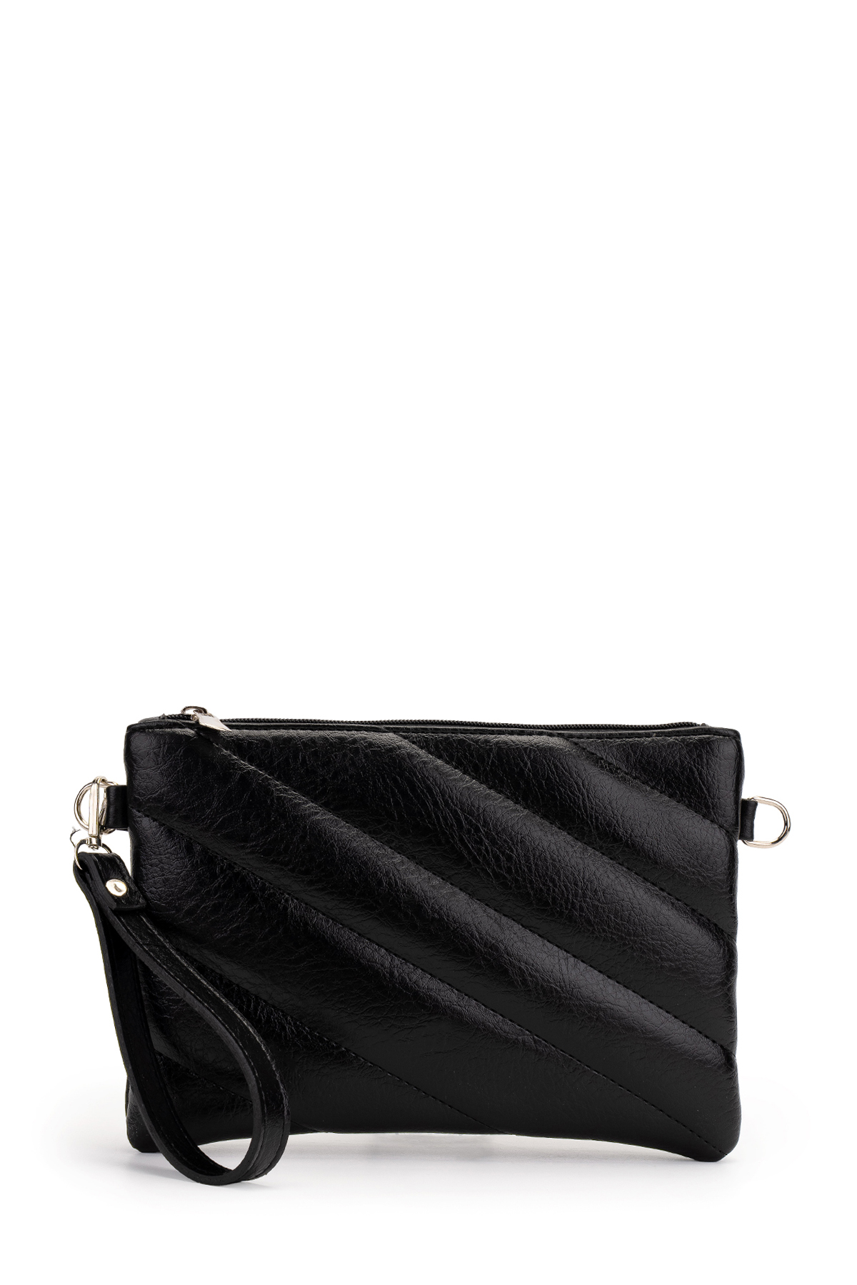 Minebag Kapitone Dikişli Clutch Kadın Çapraz Çanta Monaco Siyah