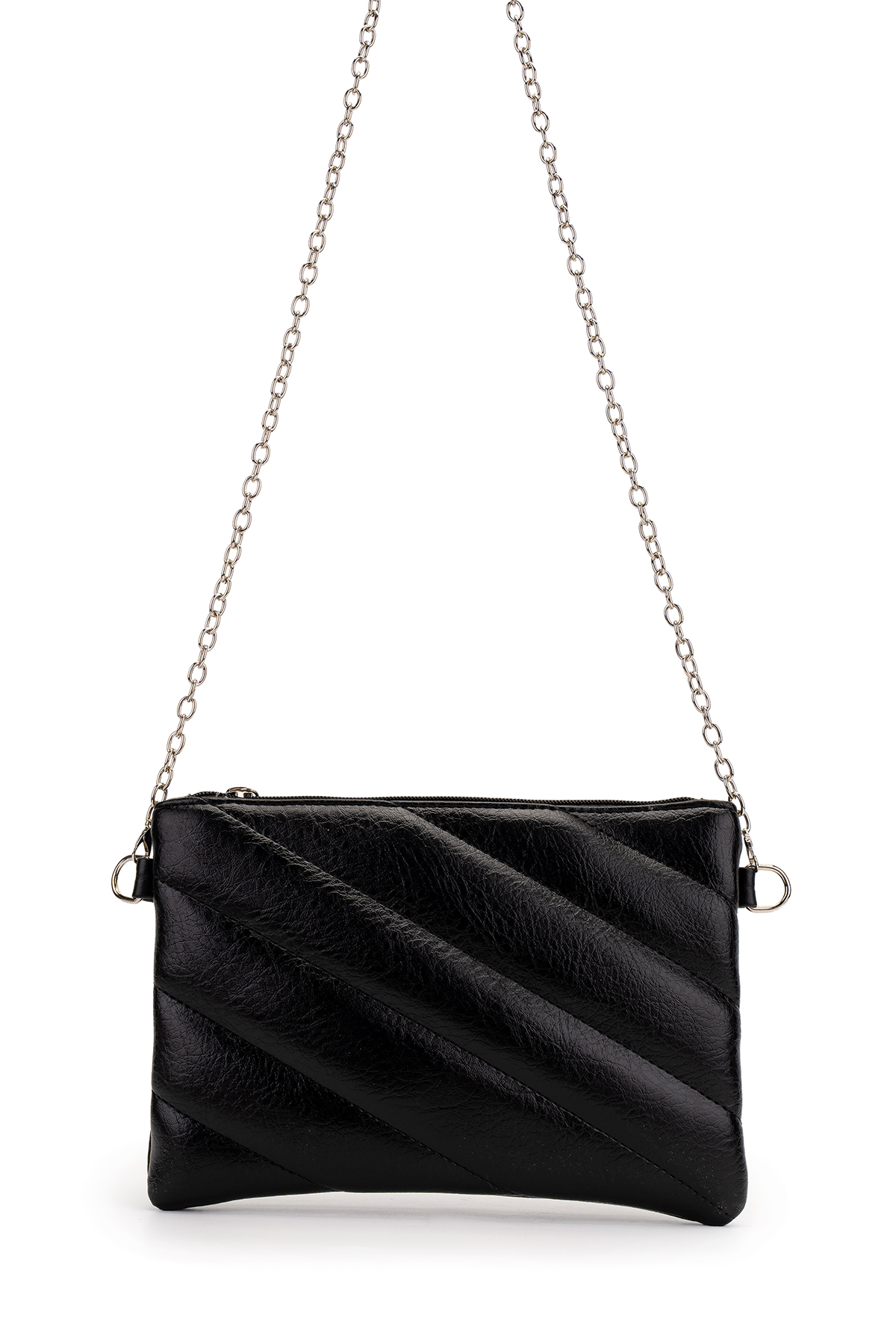 Minebag Kapitone Dikişli Clutch Kadın Çapraz Çanta Monaco Siyah görsel 2