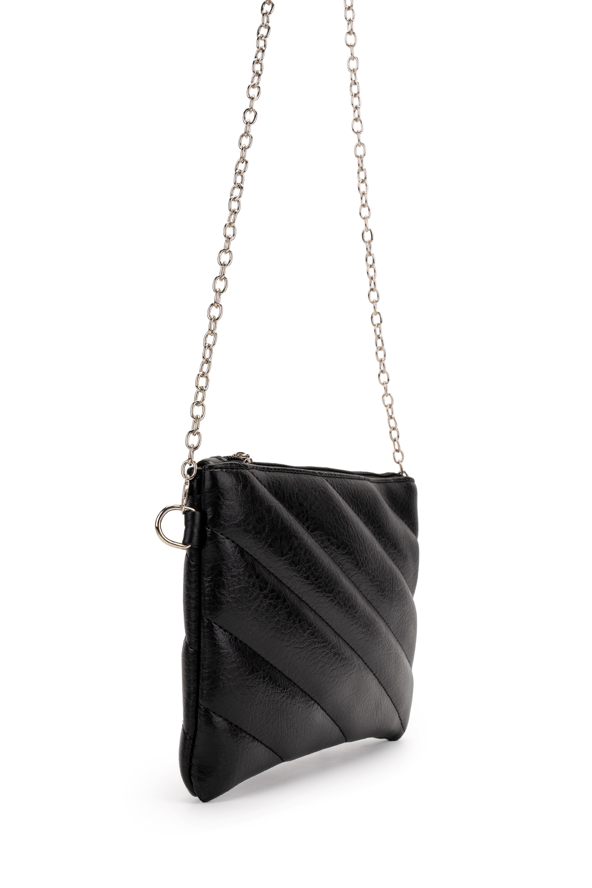 Minebag Kapitone Dikişli Clutch Kadın Çapraz Çanta Monaco Siyah görsel 3