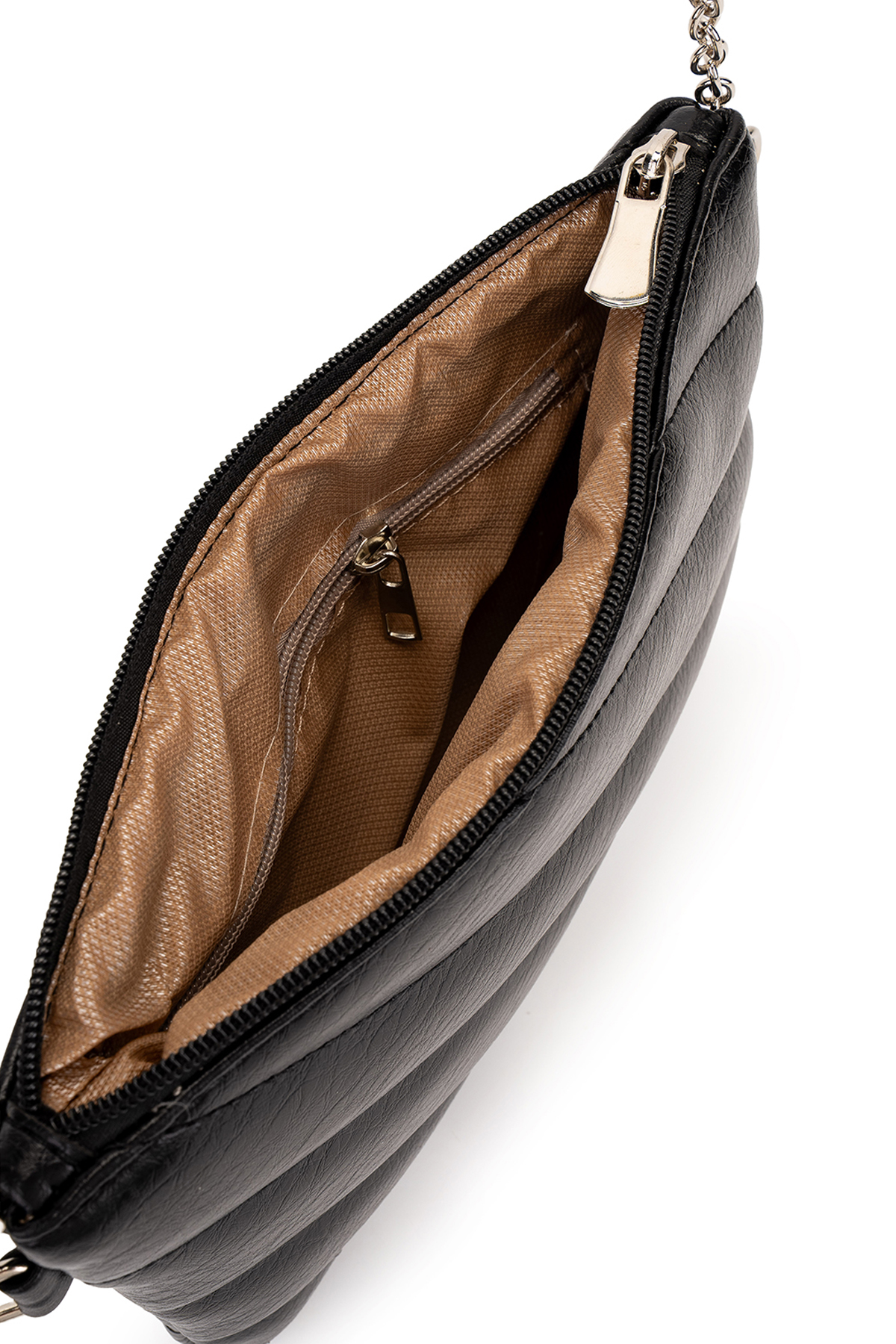 Minebag Kapitone Dikişli Clutch Kadın Çapraz Çanta Monaco Siyah görsel 4