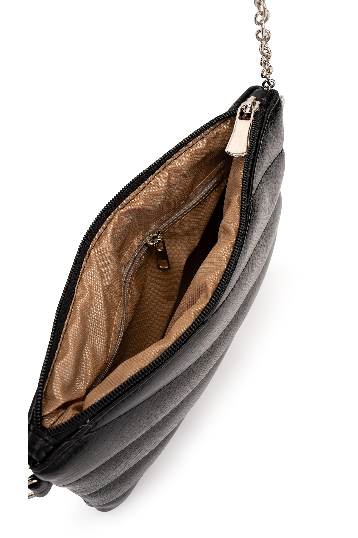 Minebag Kapitone Dikişli Clutch Kadın Çapraz Çanta Monaco Siyah görsel 5