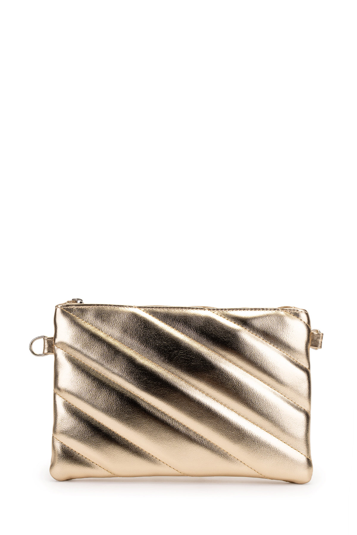 Minebag Kapitone Dikişli Clutch Kadın Çapraz Çanta Monaco Gold