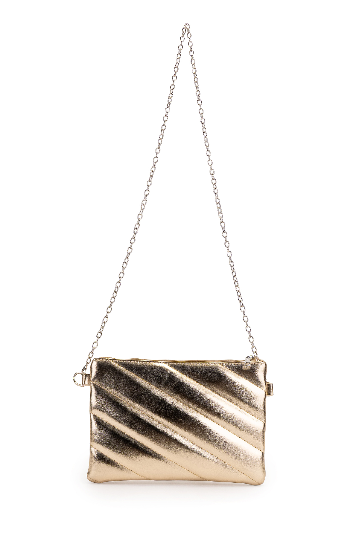 Minebag Kapitone Dikişli Clutch Kadın Çapraz Çanta Monaco Gold görsel 6