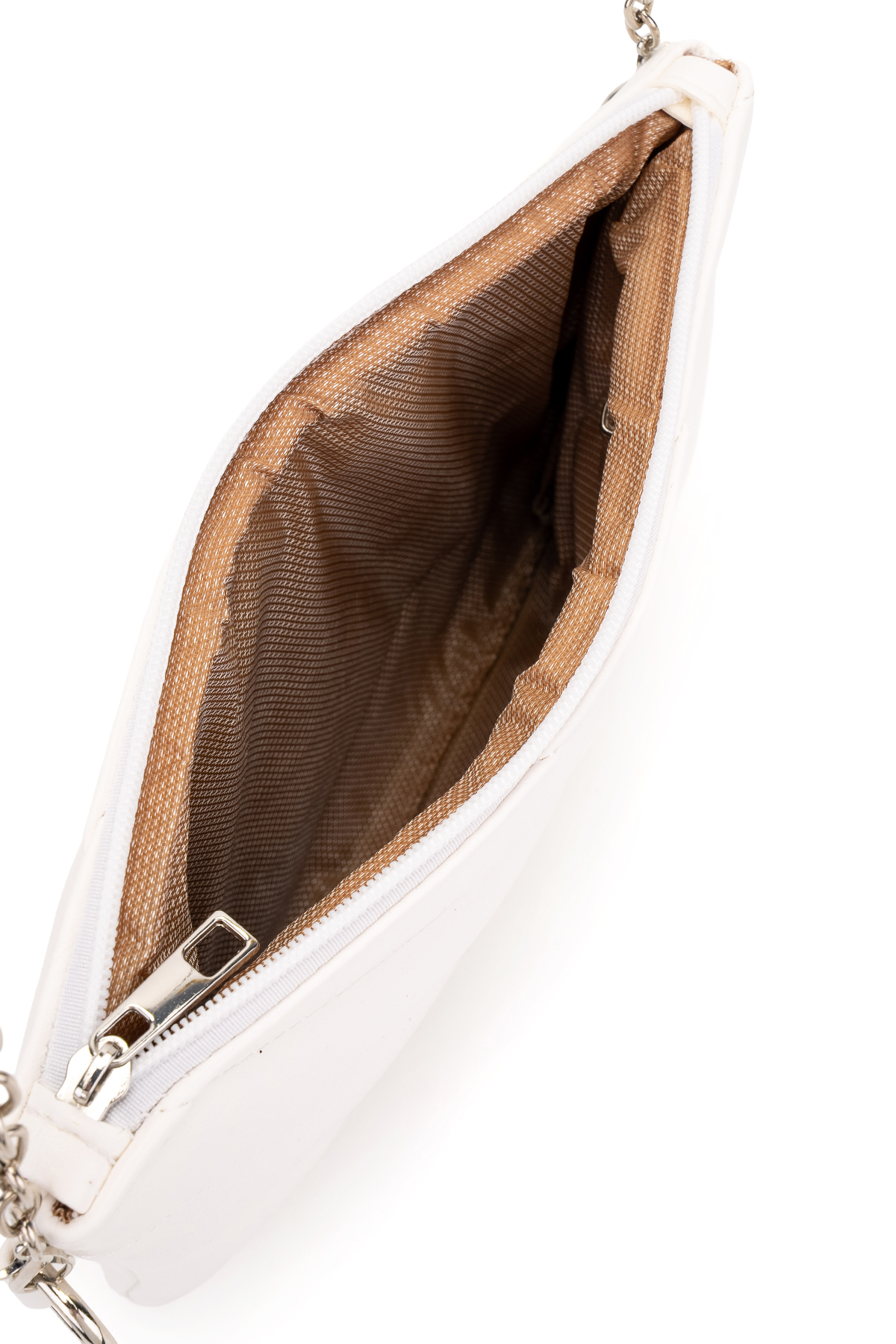 Minebag Kapitone Dikişli Clutch Kadın Çapraz Çanta Monaco Beyaz görsel 5