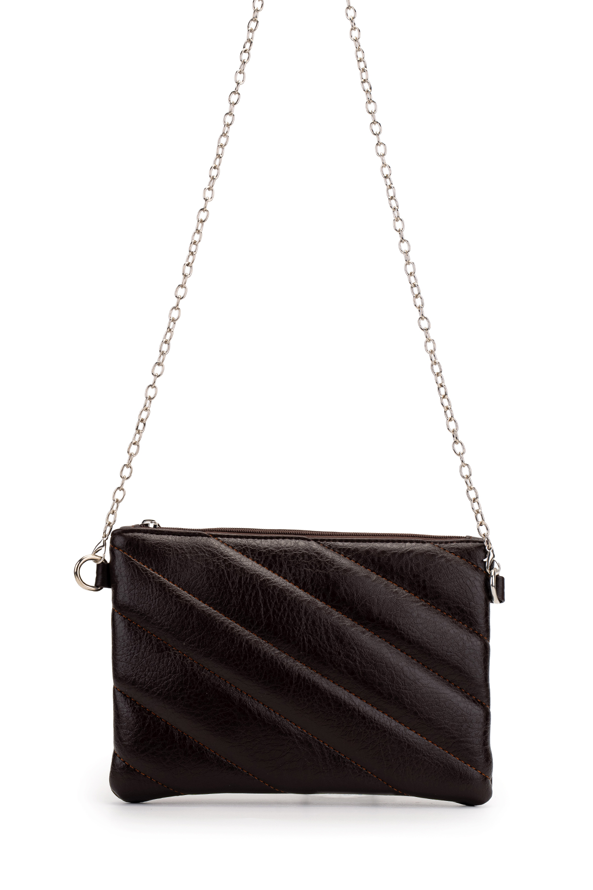 Minebag Kapitone Dikişli Clutch Kadın Çapraz Çanta Monaco Kahverengi görsel 2
