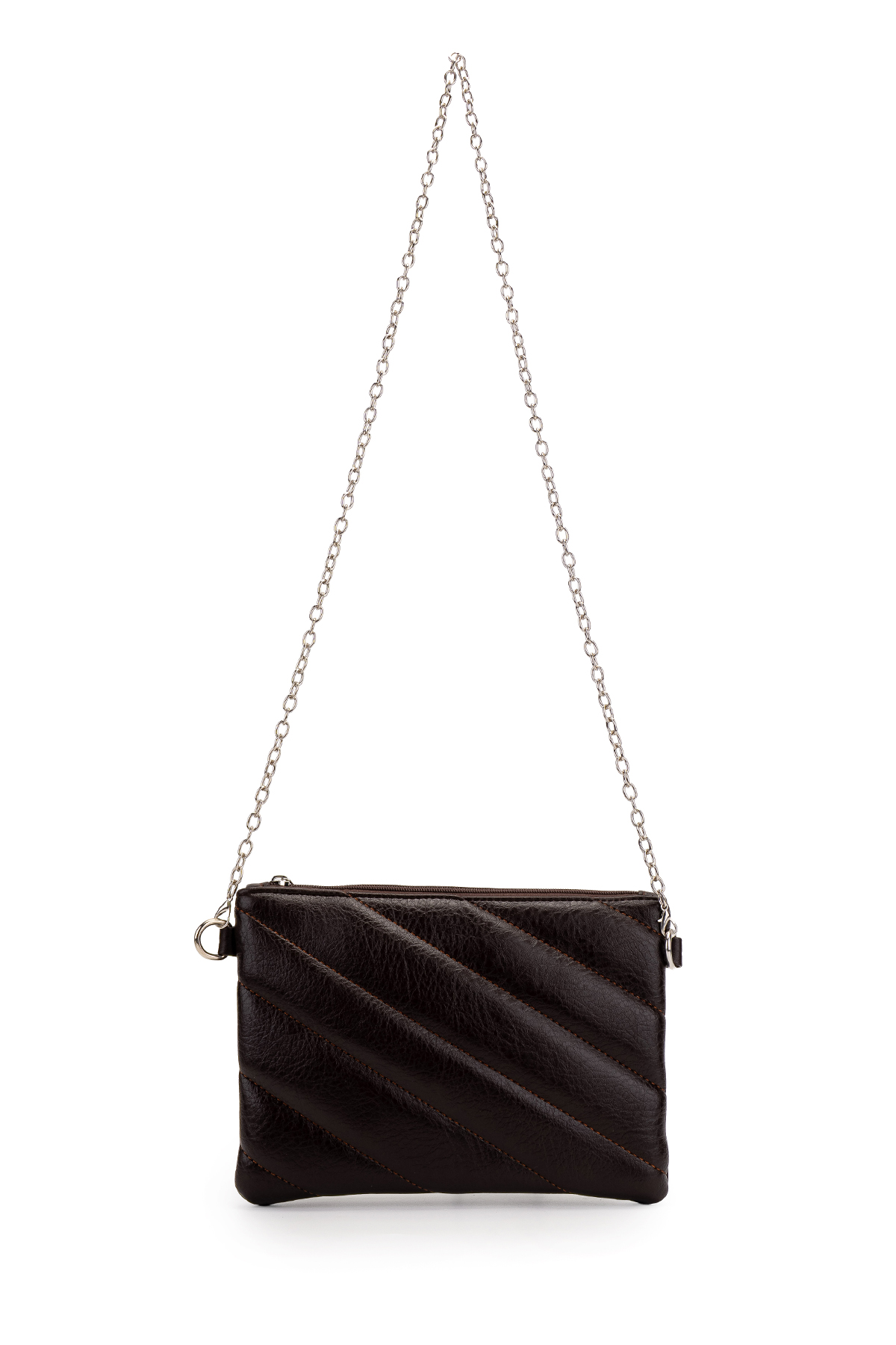 Minebag Kapitone Dikişli Clutch Kadın Çapraz Çanta Monaco Kahverengi görsel 5