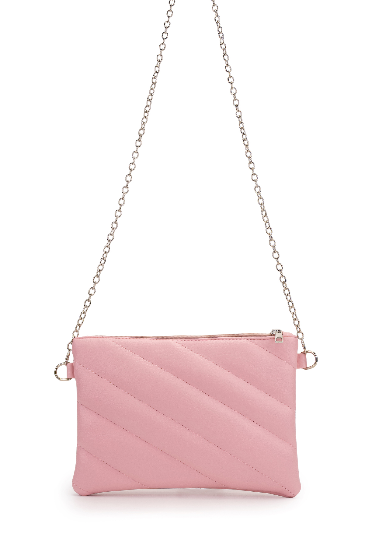 Minebag Kapitone Dikişli Clutch Kadın Çapraz Çanta Monaco Pudra görsel 2