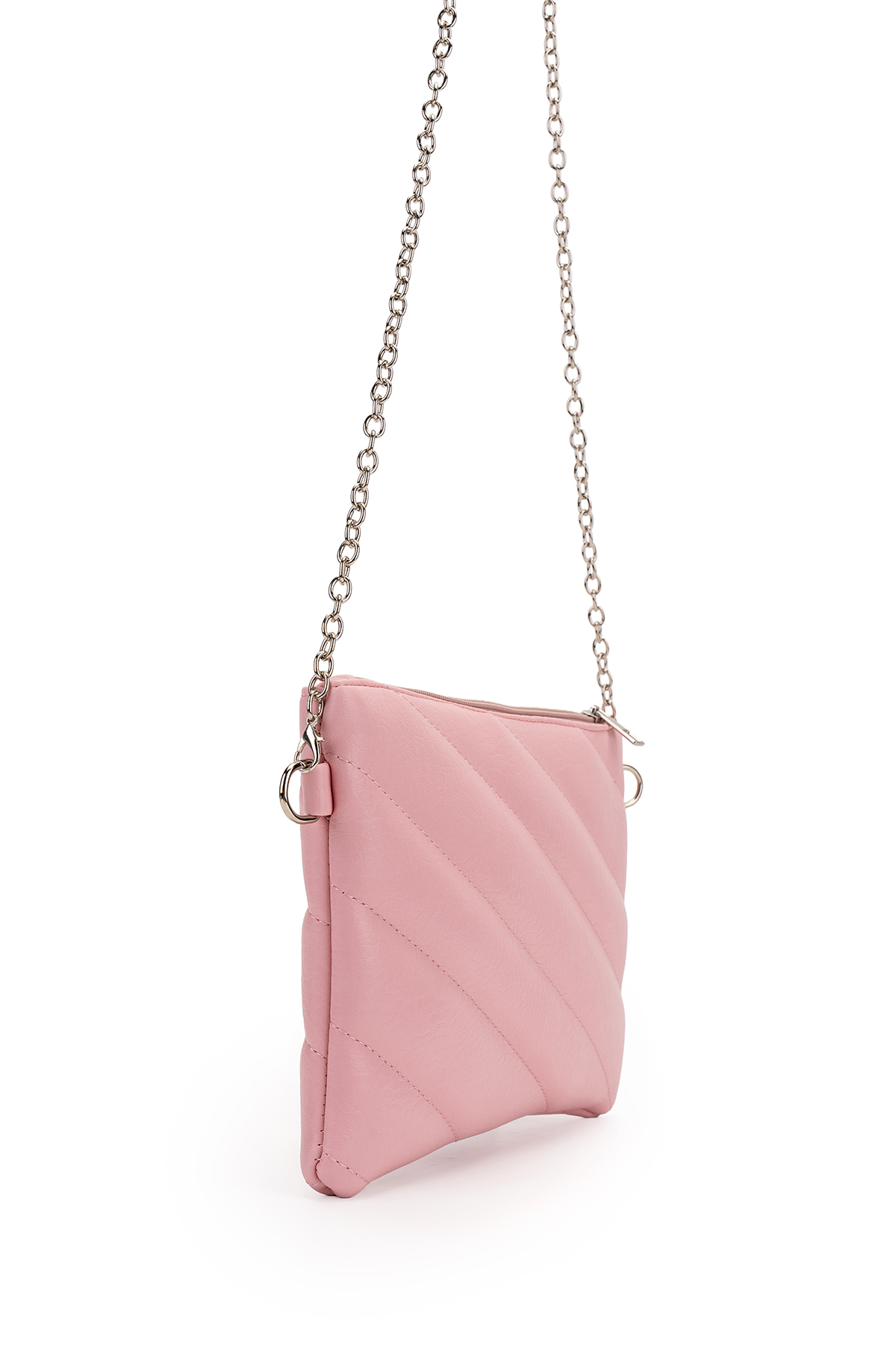 Minebag Kapitone Dikişli Clutch Kadın Çapraz Çanta Monaco Pudra görsel 3