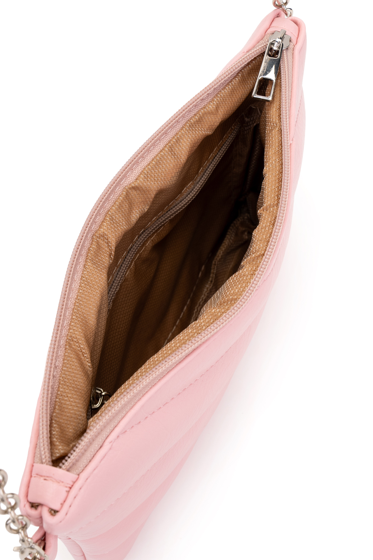 Minebag Kapitone Dikişli Clutch Kadın Çapraz Çanta Monaco Pudra görsel 4
