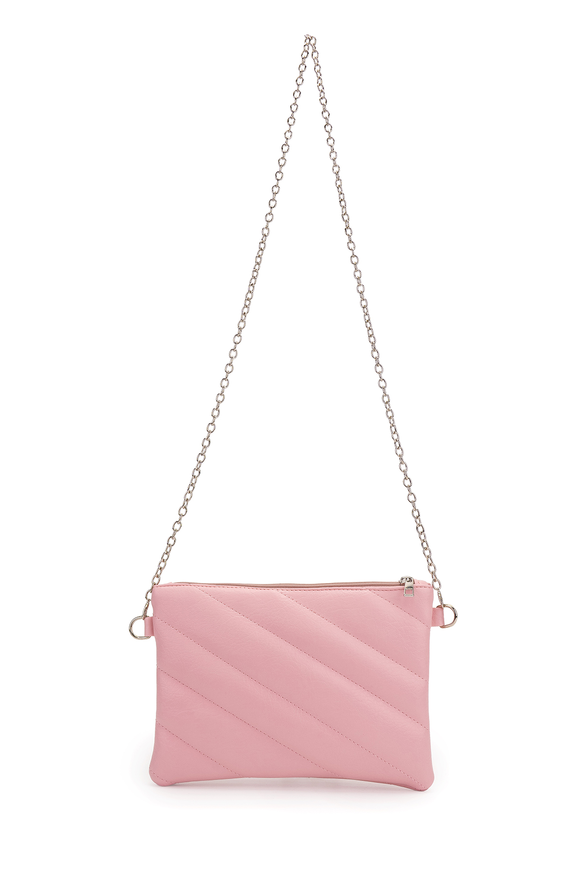 Minebag Kapitone Dikişli Clutch Kadın Çapraz Çanta Monaco Pudra görsel 5
