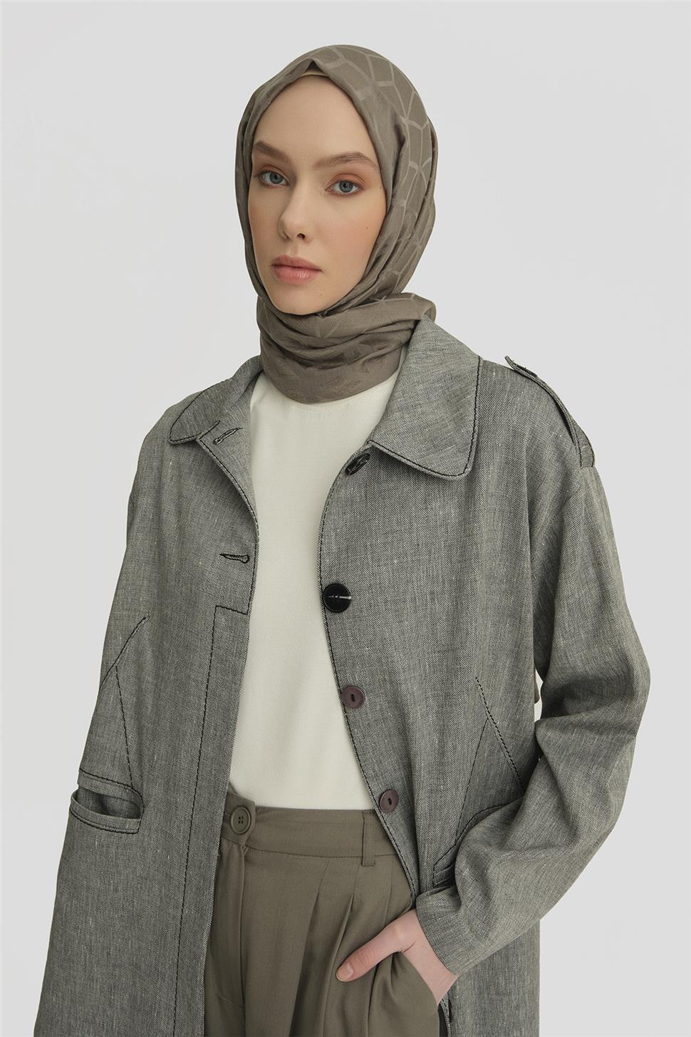 ARMİNE Bebe Yaka Dikiş Detaylı Kap 25Y7810 Gri
