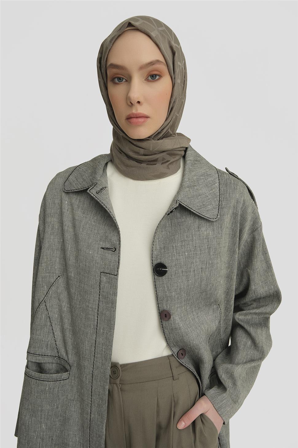 ARMİNE Bebe Yaka Dikiş Detaylı Kap 25Y7810 Gri görsel 3