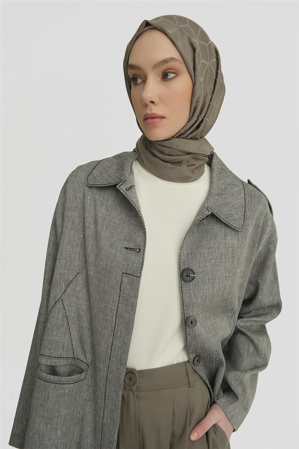 ARMİNE Bebe Yaka Dikiş Detaylı Kap 25Y7810 Gri görsel 4